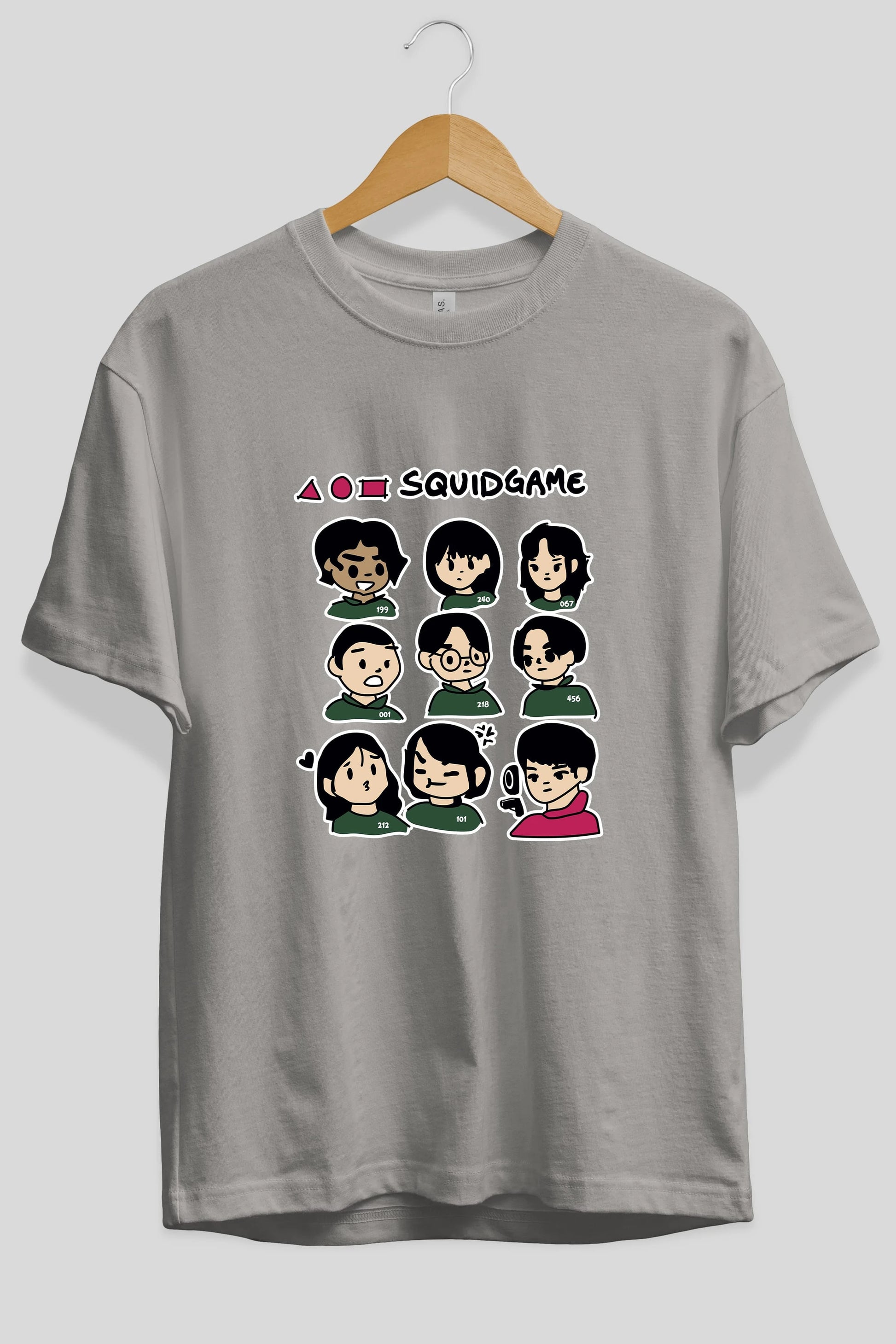Squid Game (3) Ön Baskılı Oversize t-shirt Erkek Kadın Unisex %100 Pamuk Bisiklet Yaka tişort