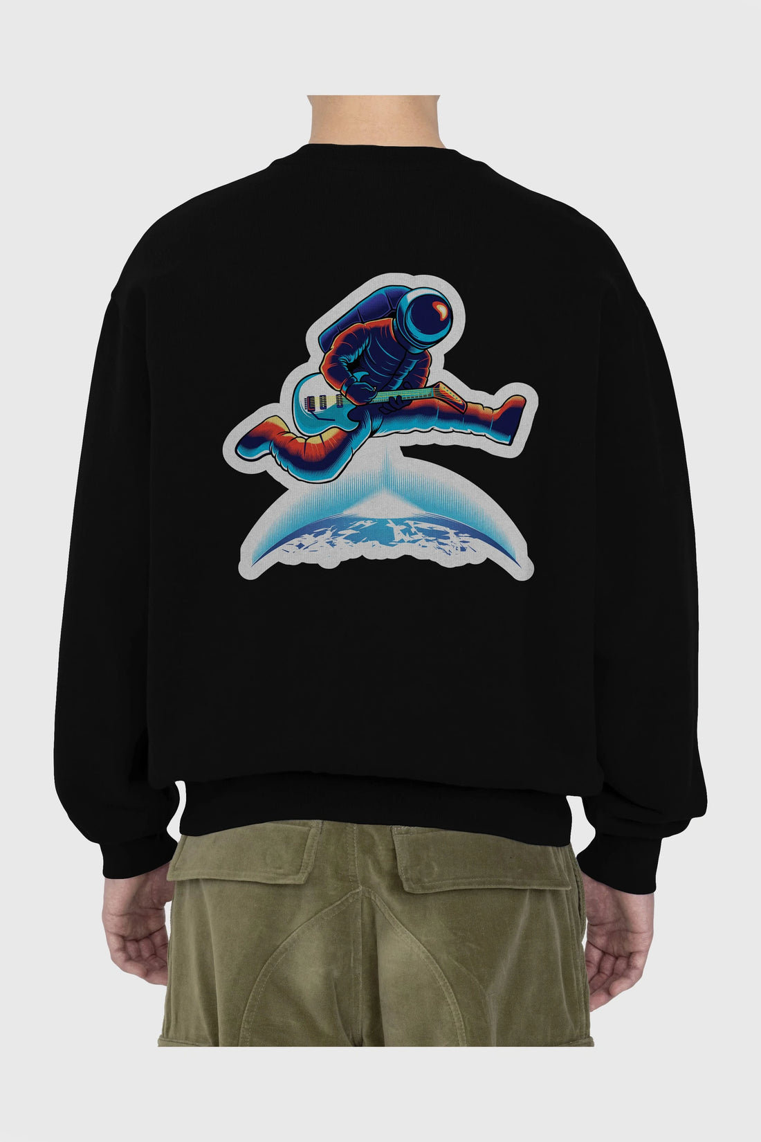 Astroguitar Sticker Arka Baskılı Oversize Sweatshirt Erkek Kadın Unisex
