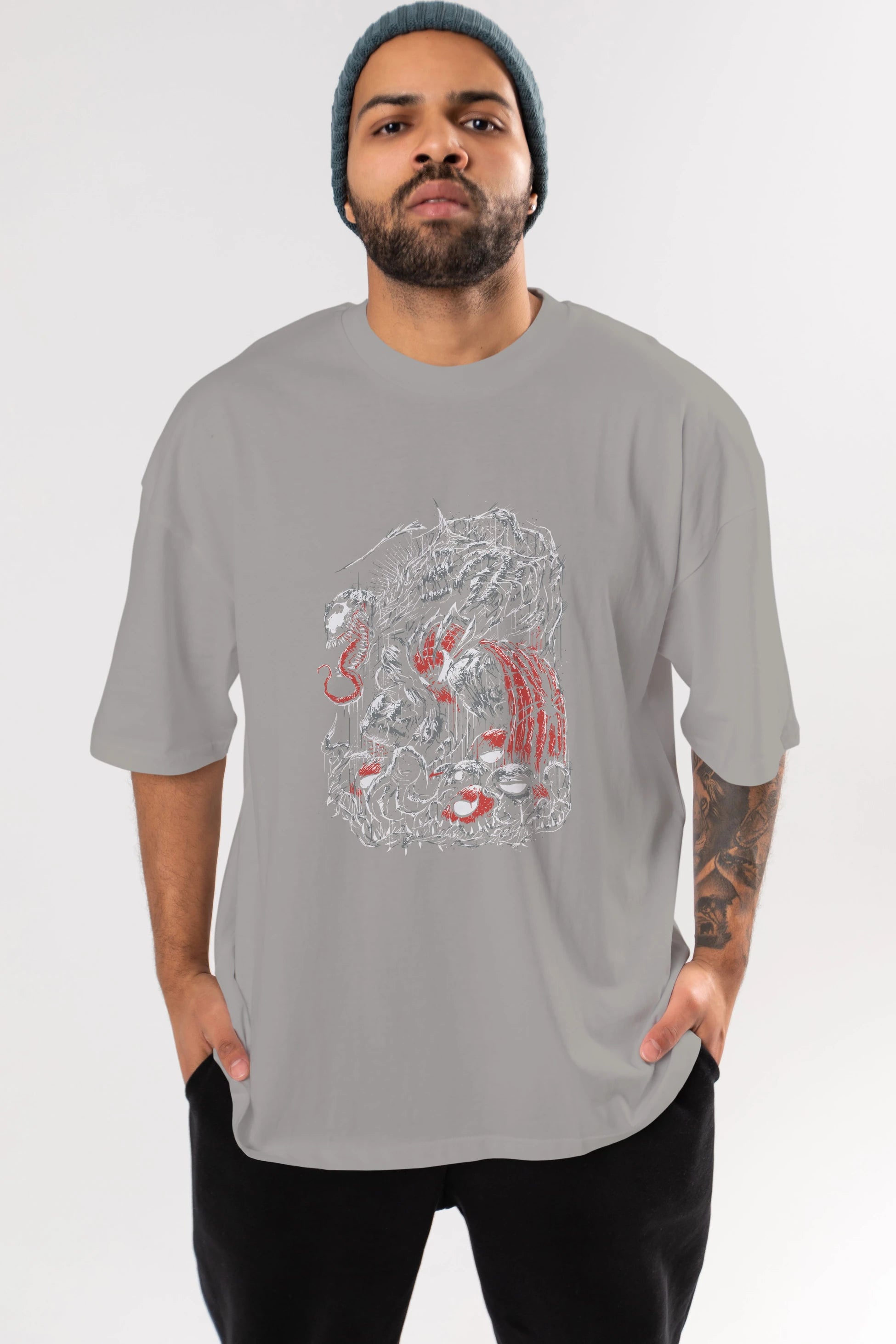 Venom (14) Ön Baskılı Oversize t-shirt Erkek Kadın Unisex %100 Pamuk Bisiklet Yaka tişort