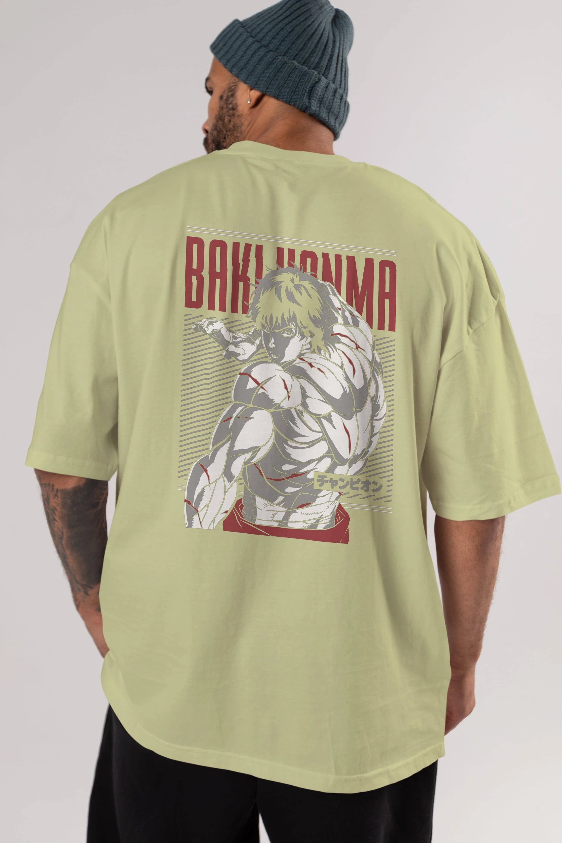 BAKI HANMA Anime Arka Baskılı Oversize t-shirt Erkek Kadın Unisex