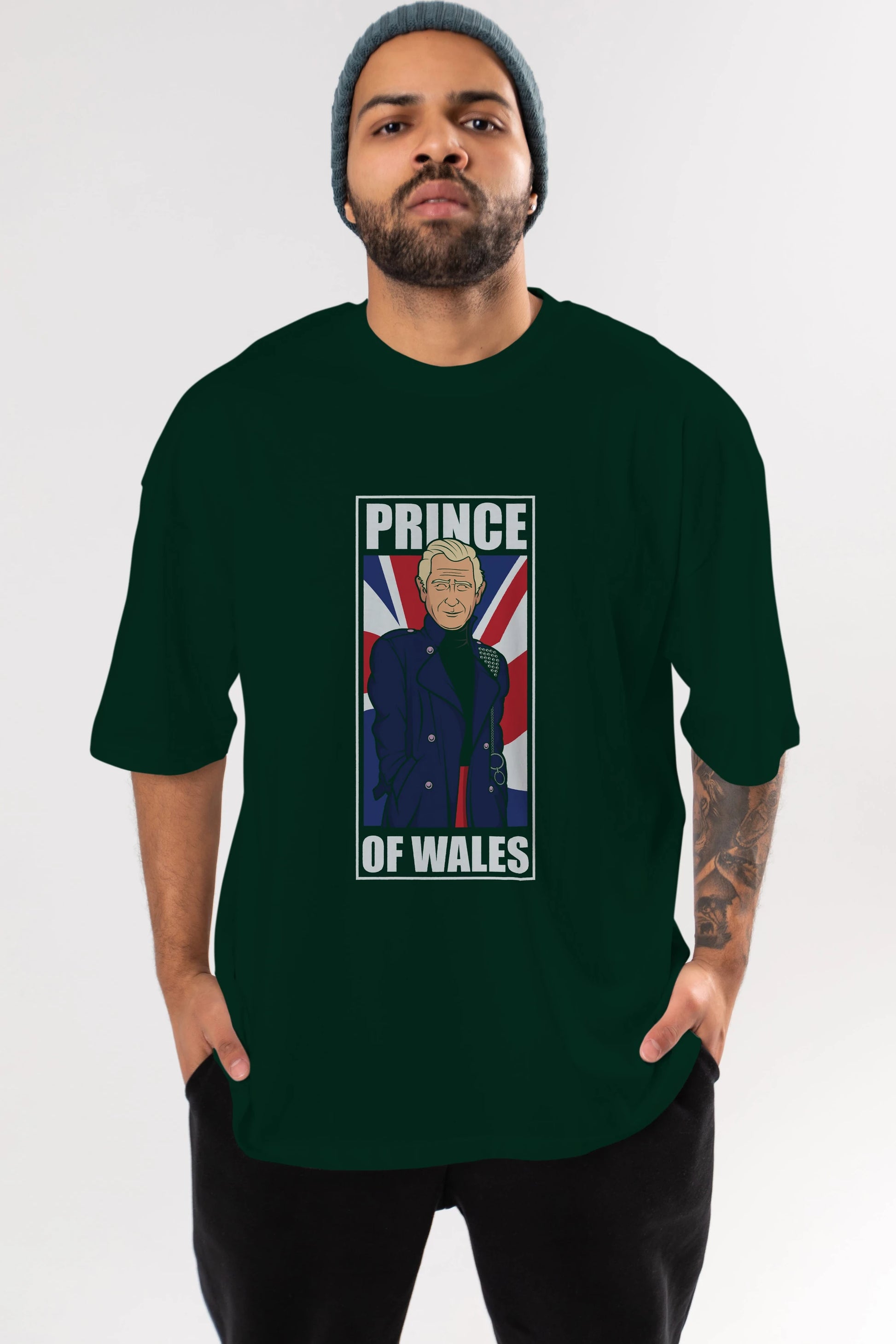 Prince Charles Ön Baskılı Oversize t-shirt Erkek Kadın Unisex %100 Pamuk tişort
