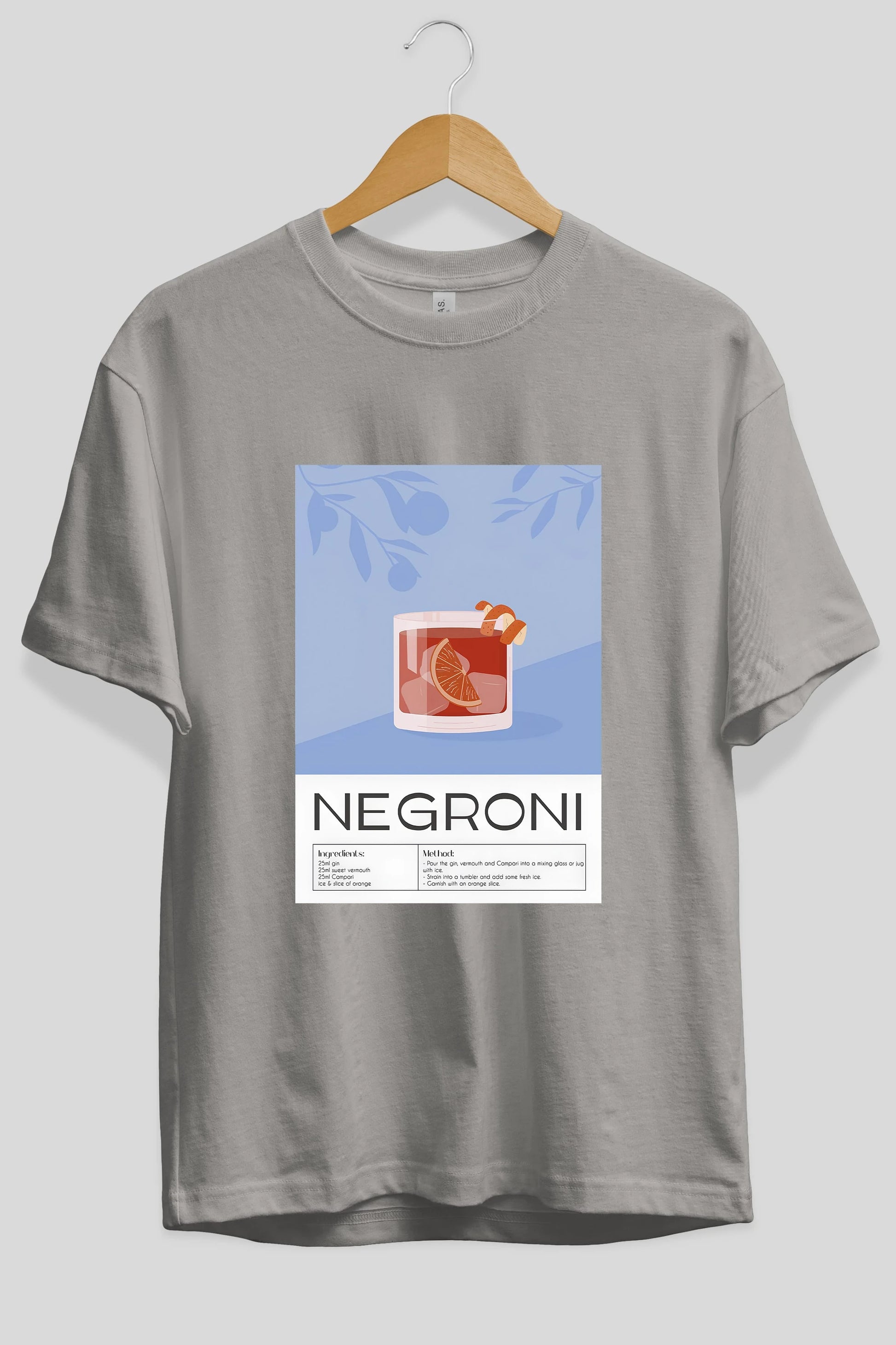 Negroni Ön Baskılı Oversize t-shirt Erkek Kadın Unisex %100 Pamuk Bisiklet Yaka tişort