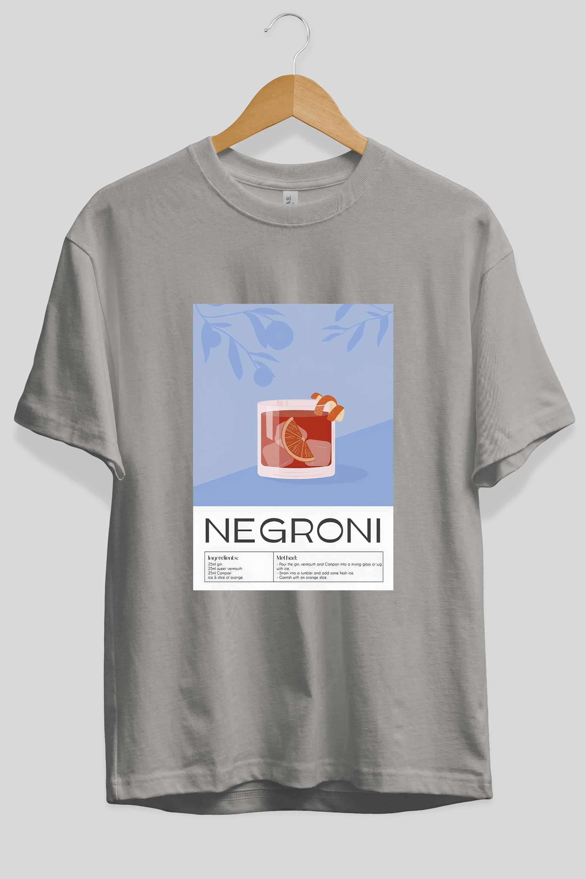 Negroni Ön Baskılı Oversize t-shirt Erkek Kadın Unisex %100 Pamuk Bisiklet Yaka tişort
