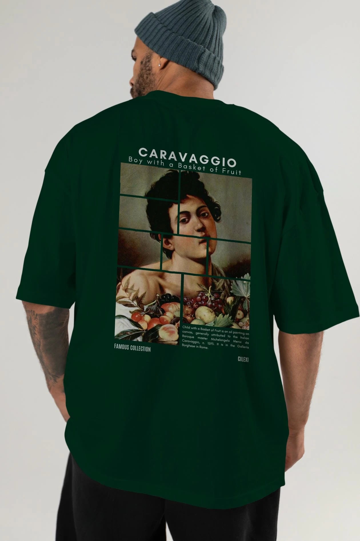 Caravaggio Boy Arka Baskılı Oversize t-shirt Erkek Kadın Bisiklet Yaka Pamuk tişort
