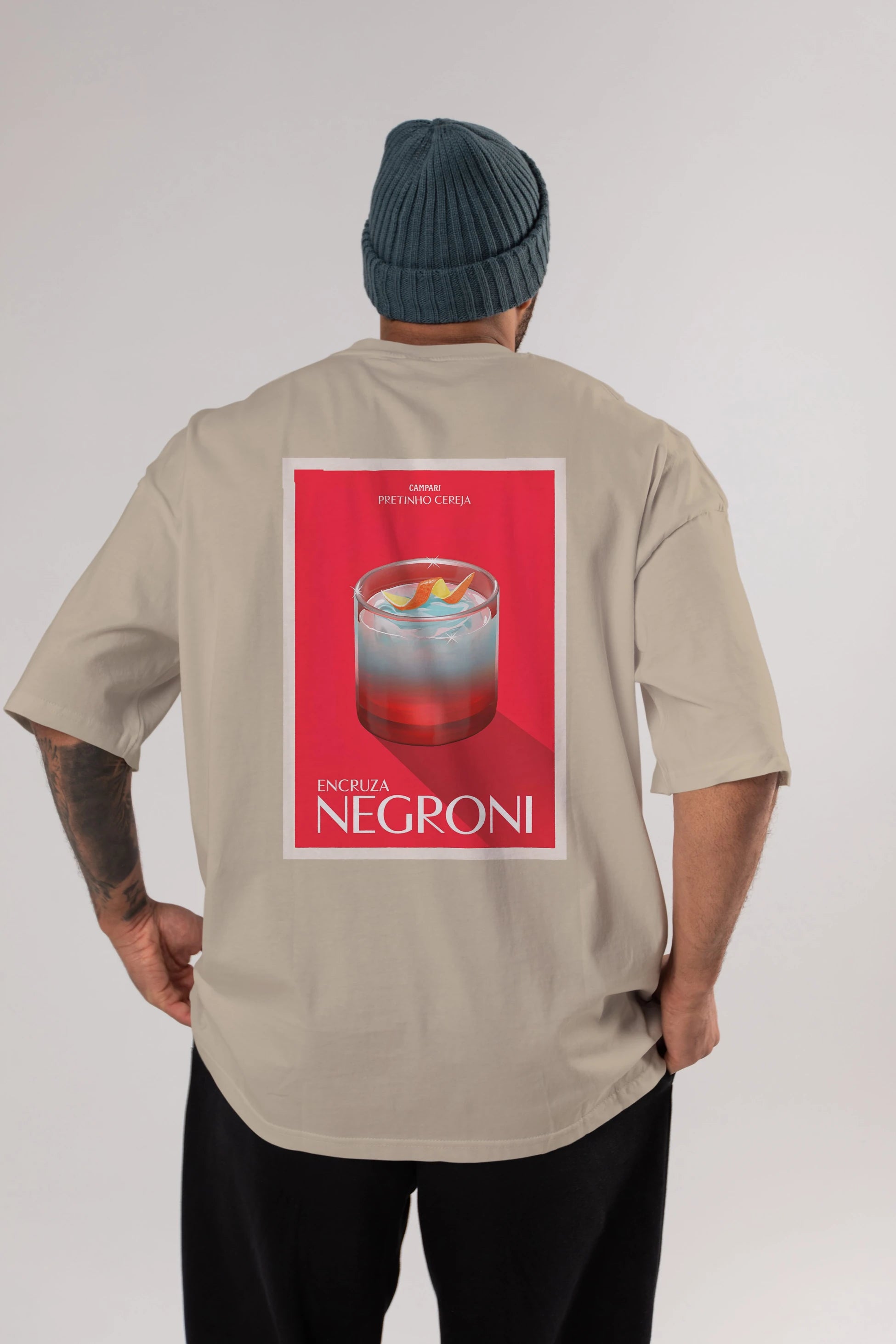 Encruza Negroni Arka Baskılı Oversize t-shirt Erkek Kadın Unisex %100 Pamuk Bisiklet Yaka tişort
