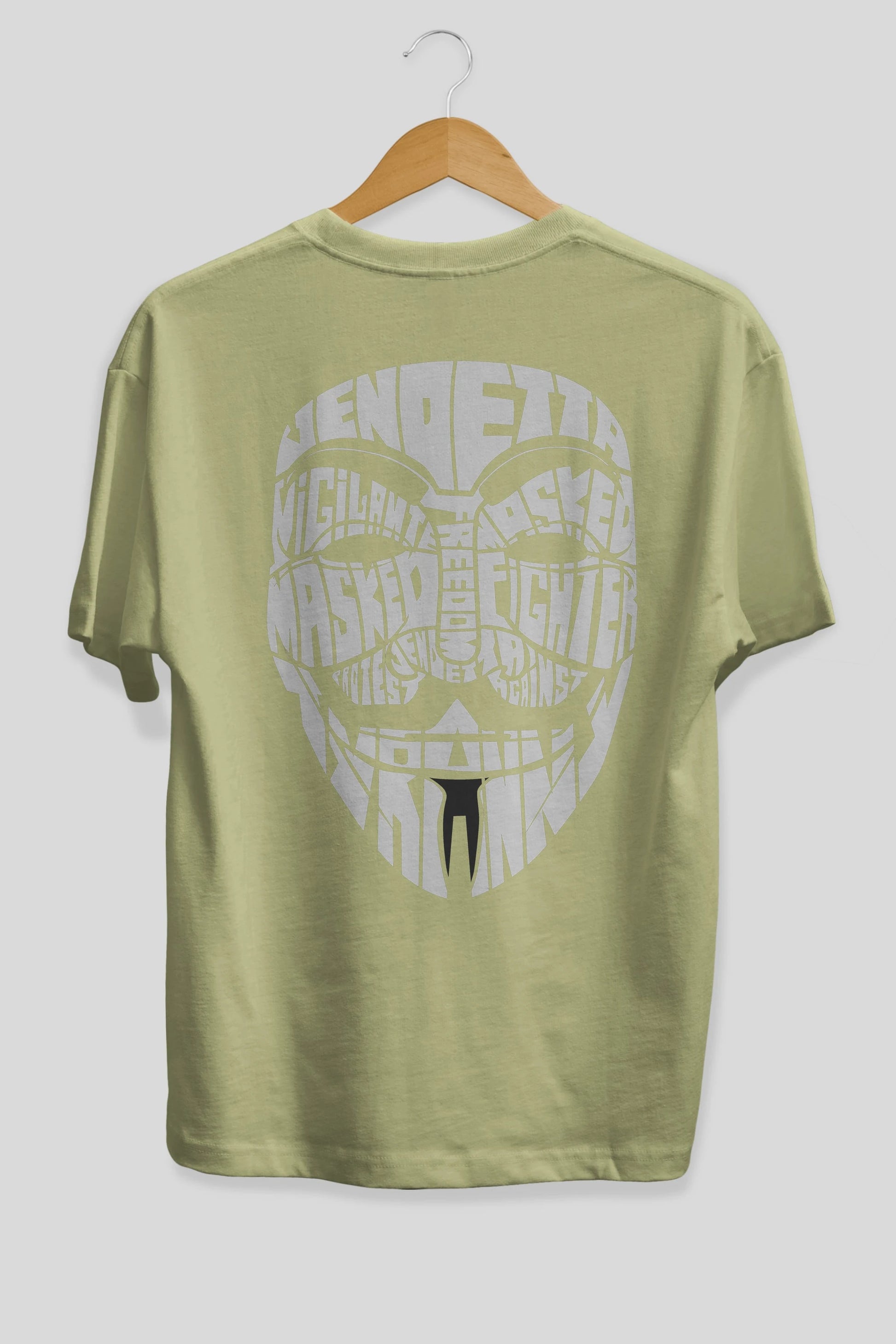 Vendetta Arka Baskılı Oversize t-shirt %100 pamuk Erkek Kadın Unisex