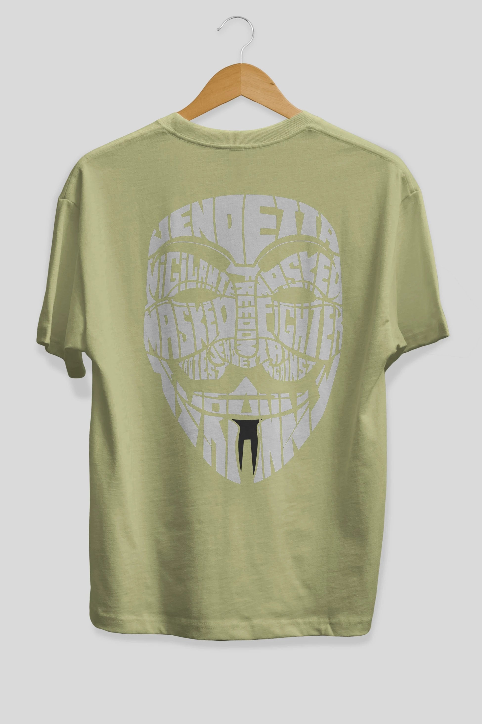 Vendetta Arka Baskılı Oversize t-shirt %100 pamuk Erkek Kadın Unisex