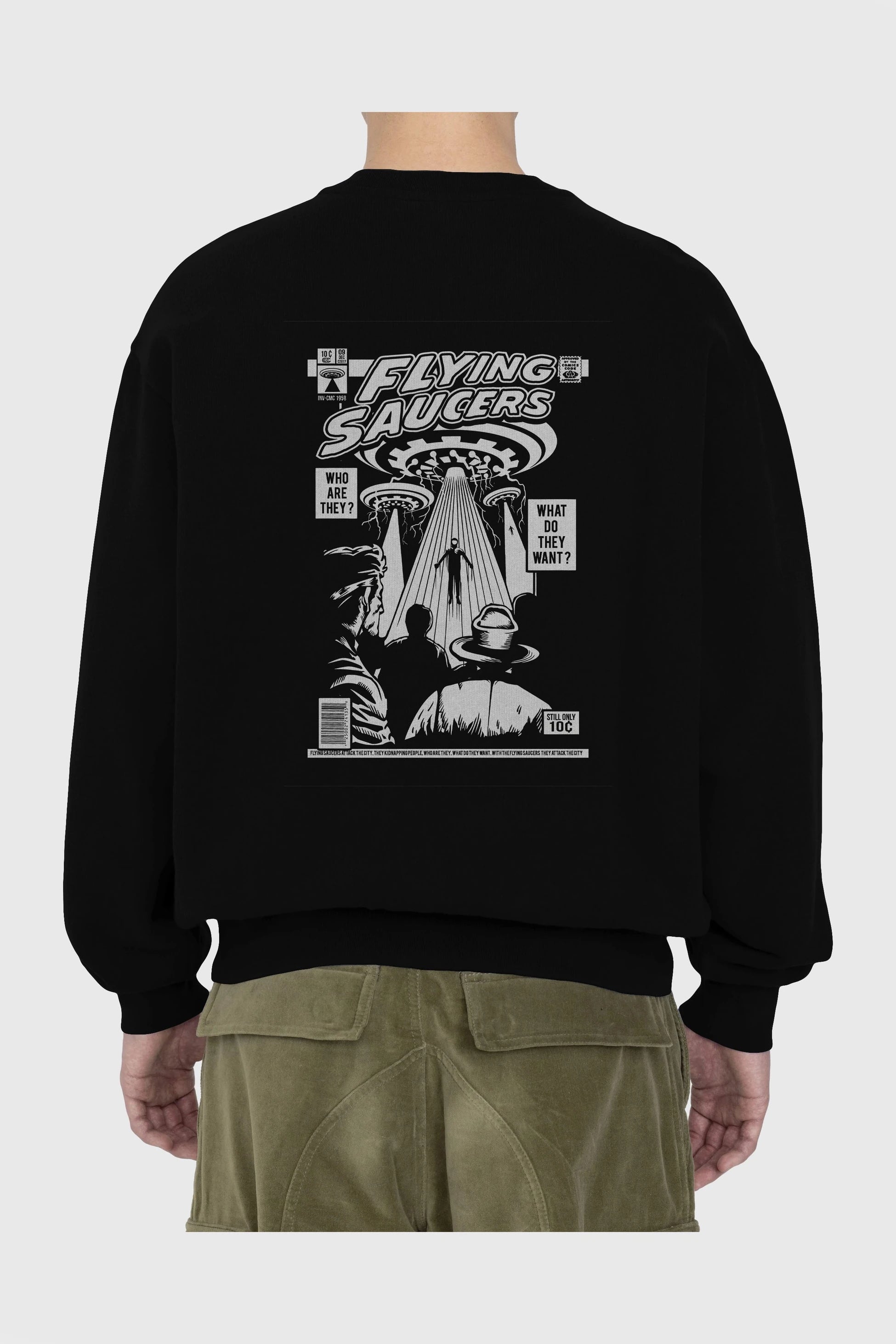 UFO Arka Baskılı Oversize Sweatshirt Erkek Kadın Unisex