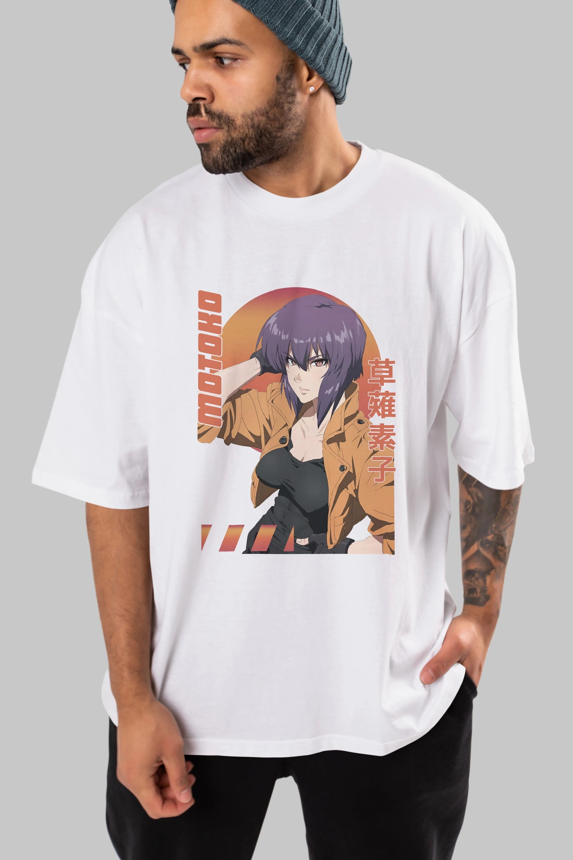 Motoko Kusanagi 9 Anime Ön Baskılı Oversize t-shirt %100 pamuk Erkek Kadın Unisex