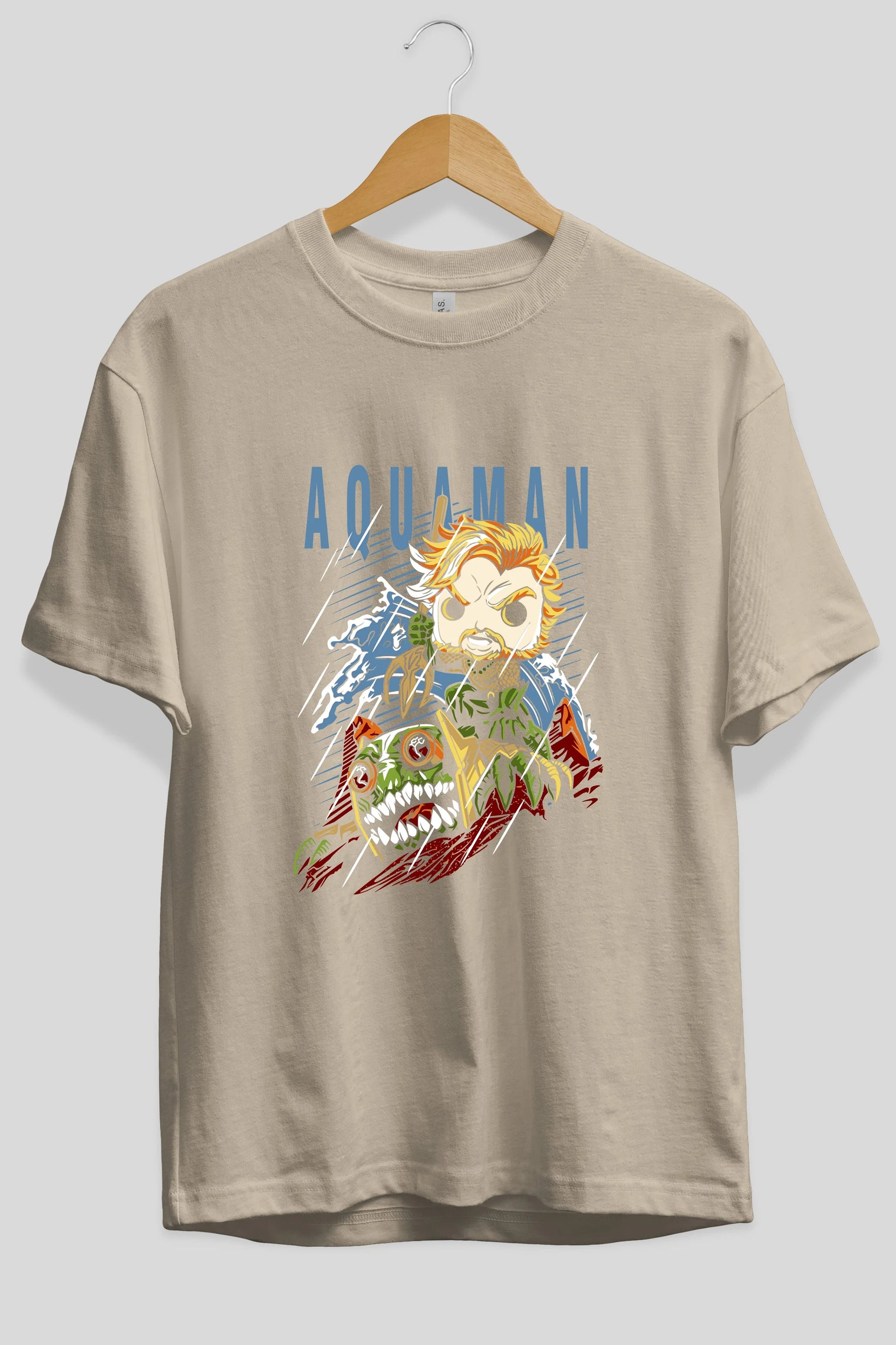 Aquaman Ön Baskılı Oversize t-shirt Erkek Kadın Unisex %100 Pamuk Bisiklet Yaka tişort