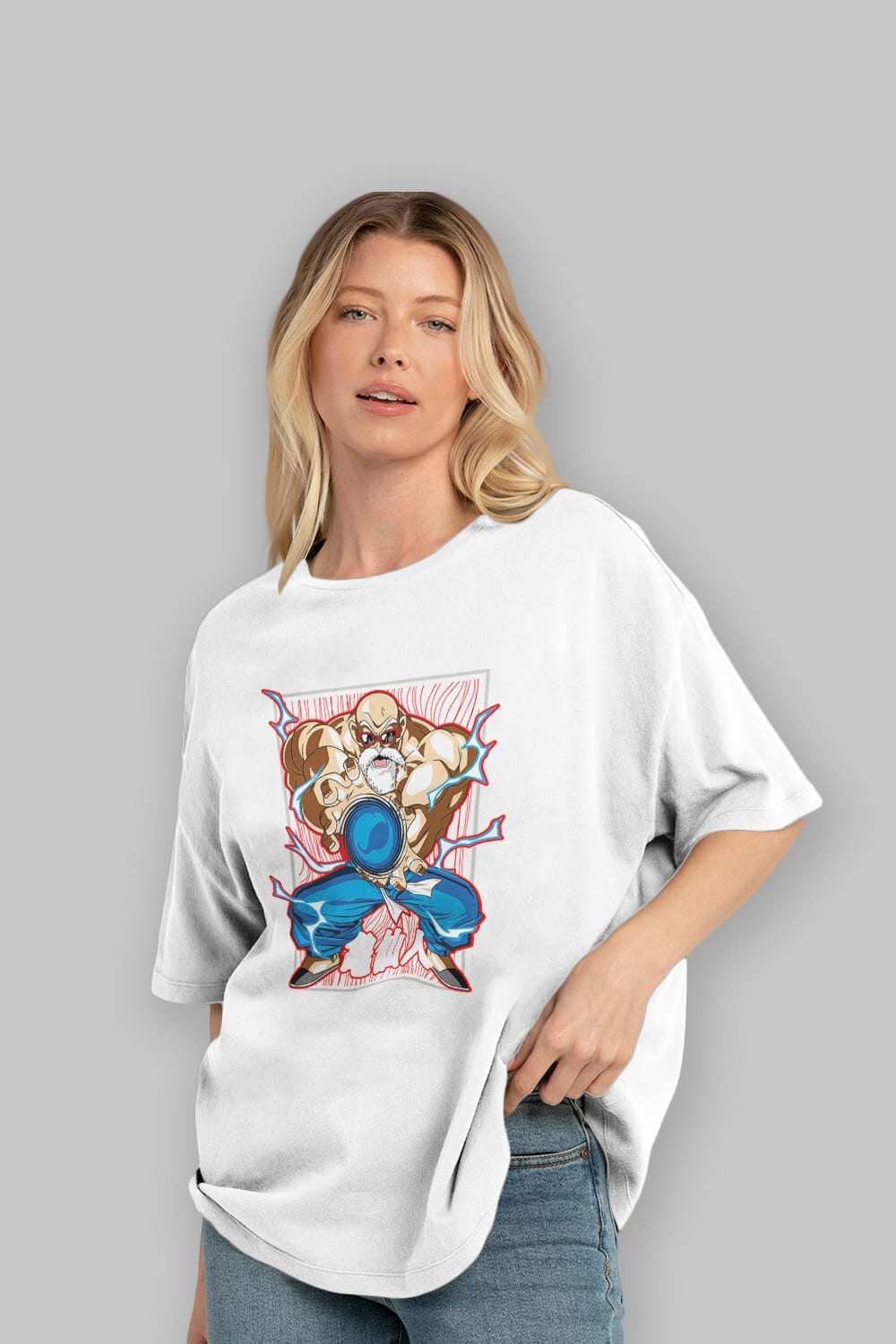 DragonBall MaestroRoshi Anime Ön Baskılı Oversize t-shirt %100 pamuk Erkek Kadın Unisex