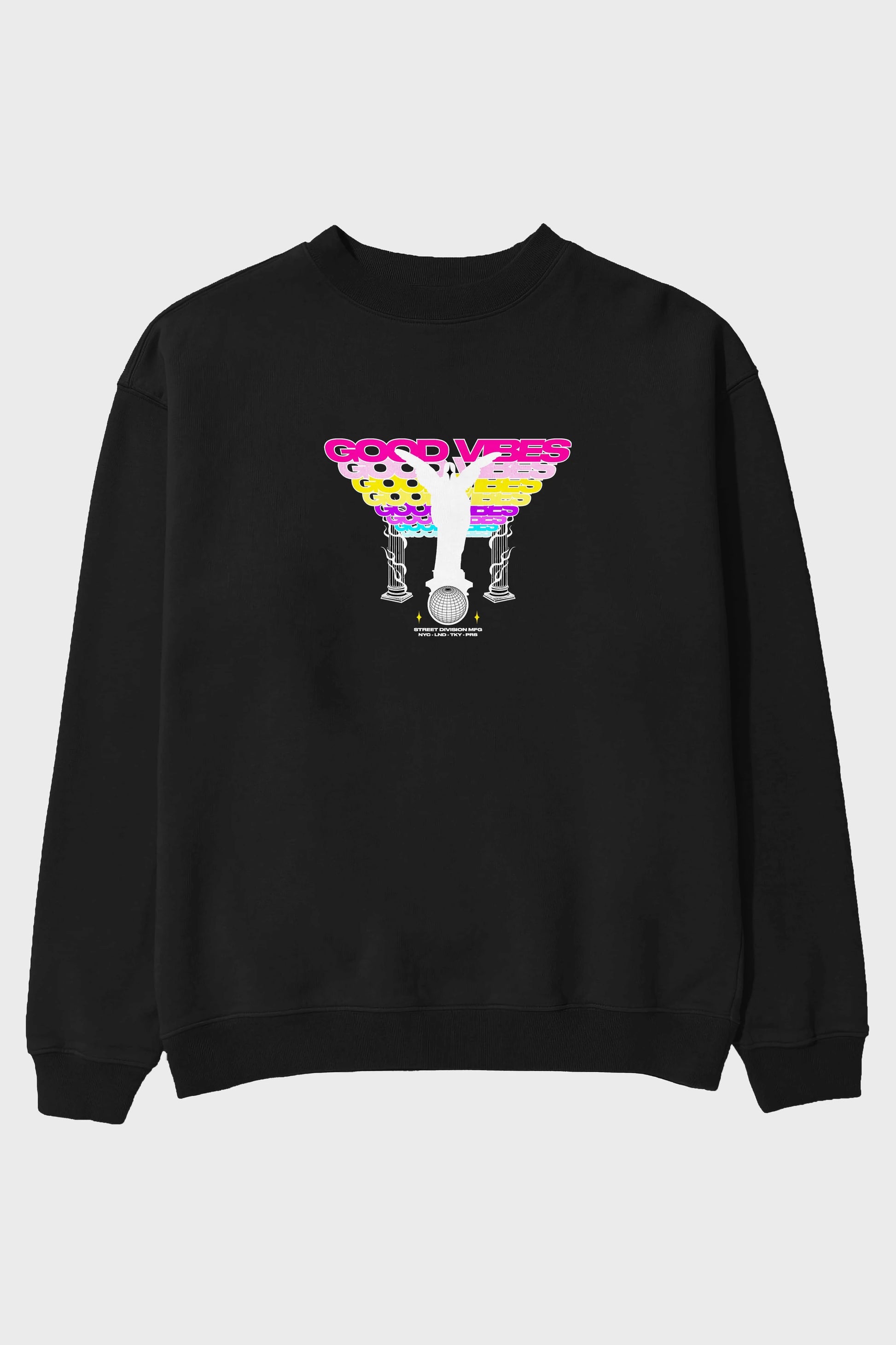 Good Vibes Ön Baskılı Oversize Sweatshirt Erkek Kadın Unisex