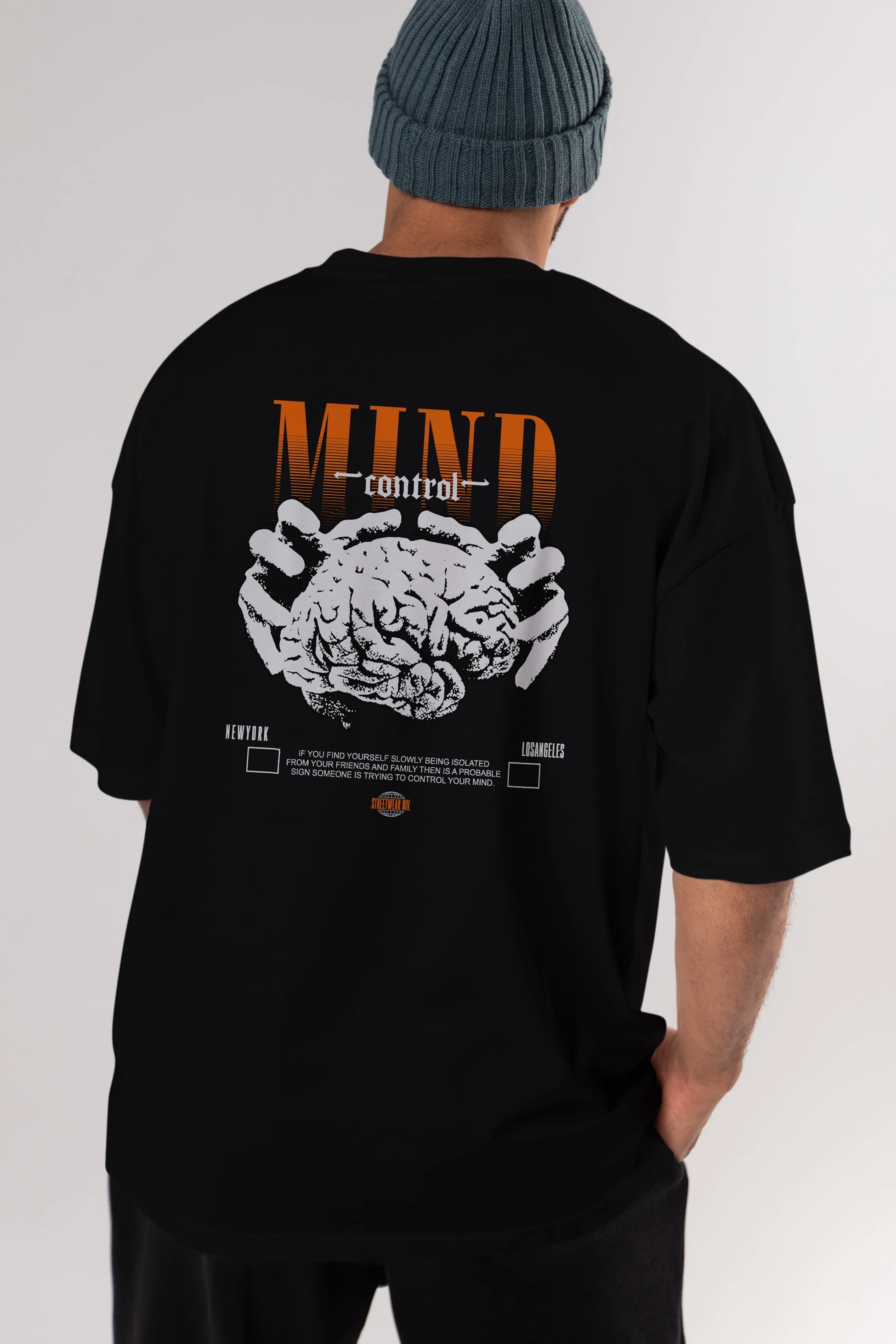 Mind Control Arka Baskılı Oversize t-shirt Erkek Kadın Unisex