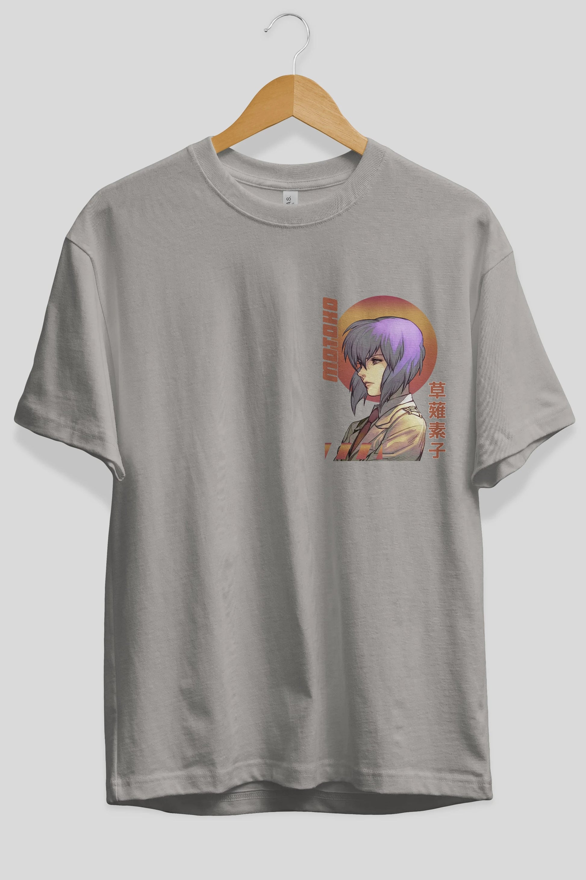 Motoko Kusanagi 10 Ön Sol Baskılı Oversize t-shirt Erkek Kadın Unisex %100 Pamuk Bisiklet Yaka tişort