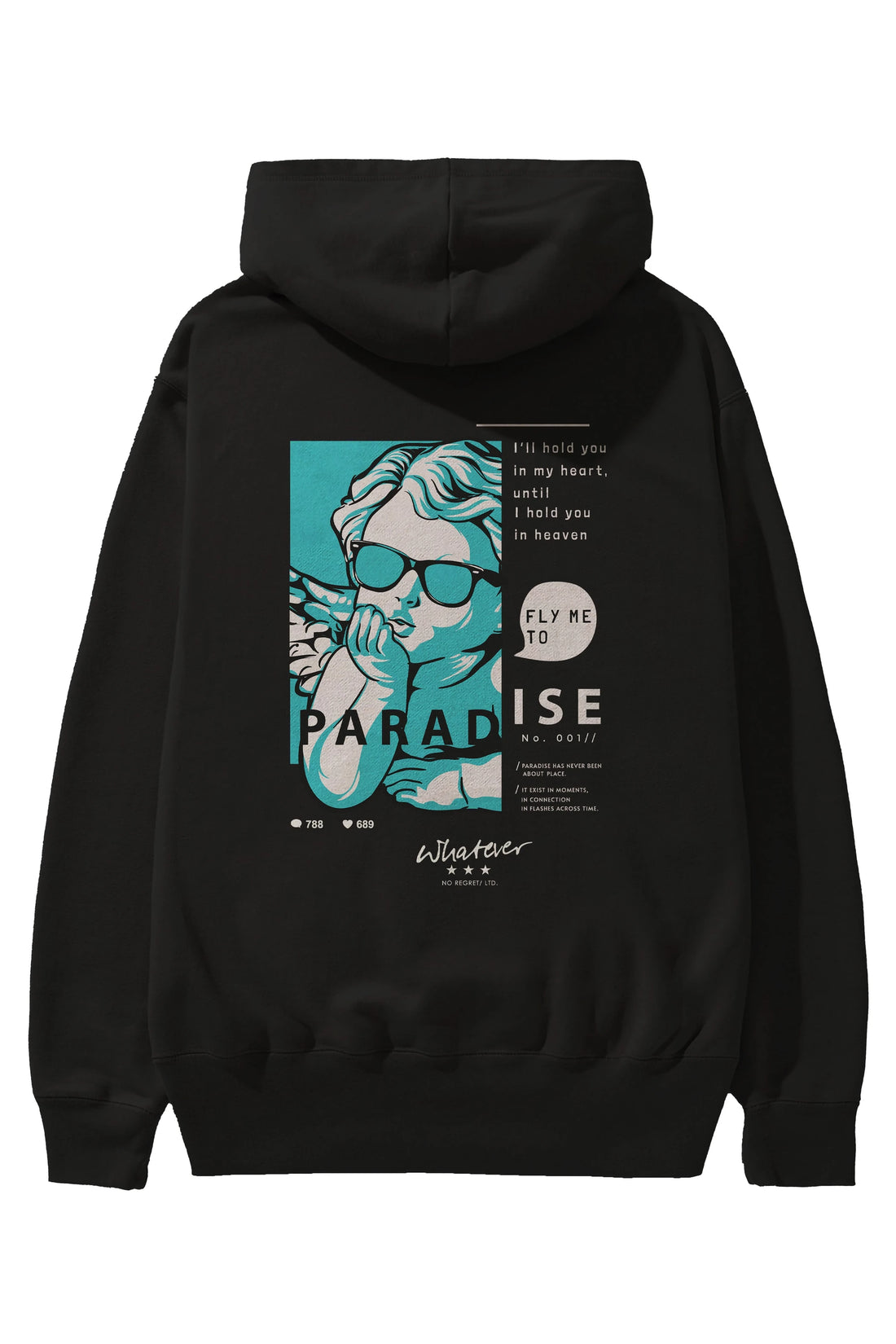 Paradise Fly to Me Arka Baskılı Hoodie Oversize Kapüşonlu Sweatshirt Erkek Kadın Unisex