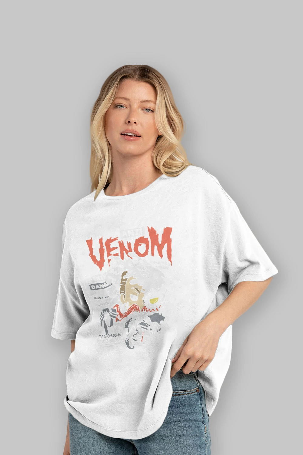 Venom (9) Ön Baskılı Oversize t-shirt Erkek Kadın Unisex %100 Pamuk Bisiklet Yaka tişort