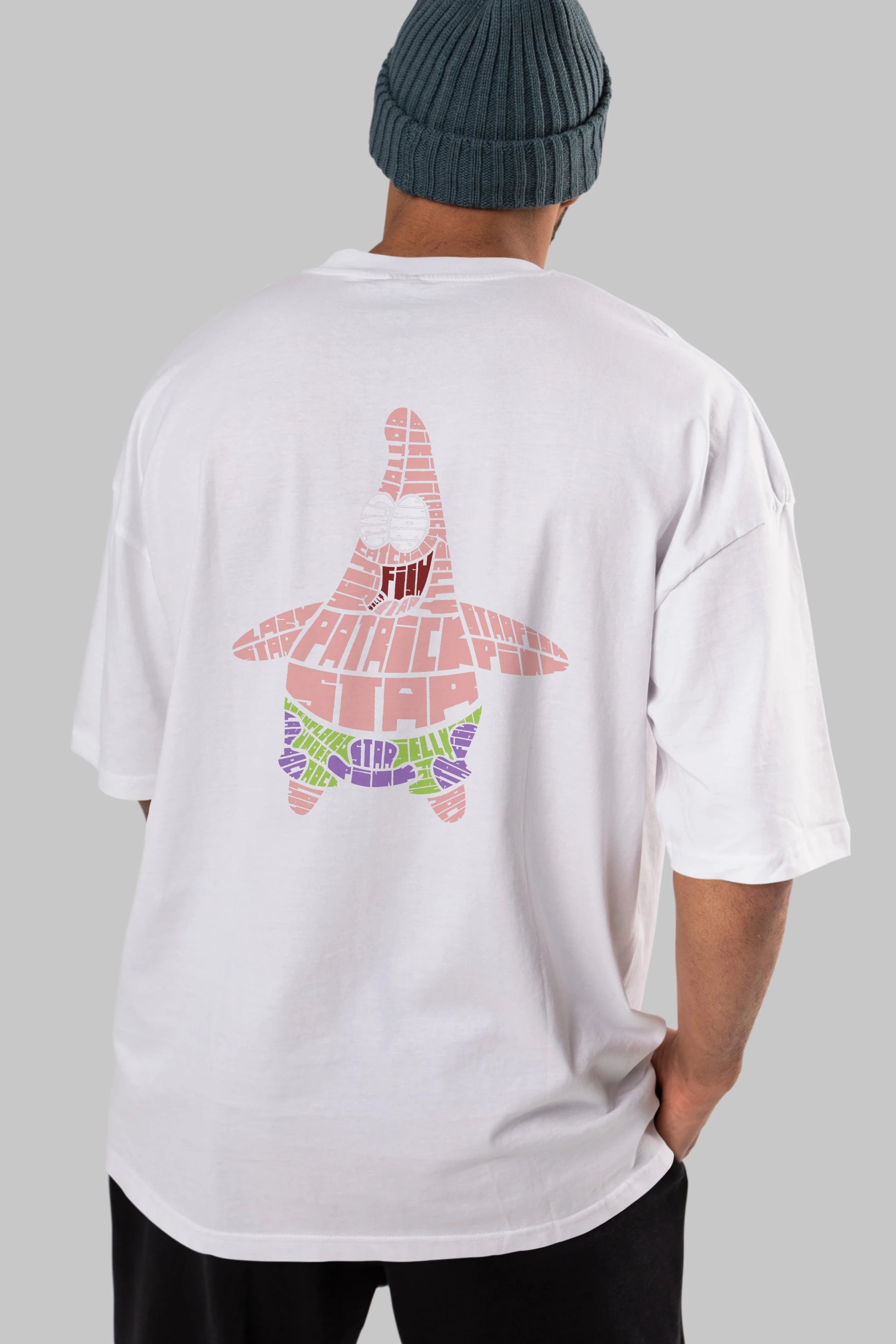 Patrick Star Arka Baskılı Oversize t-shirt %100 pamuk Erkek Kadın Unisex