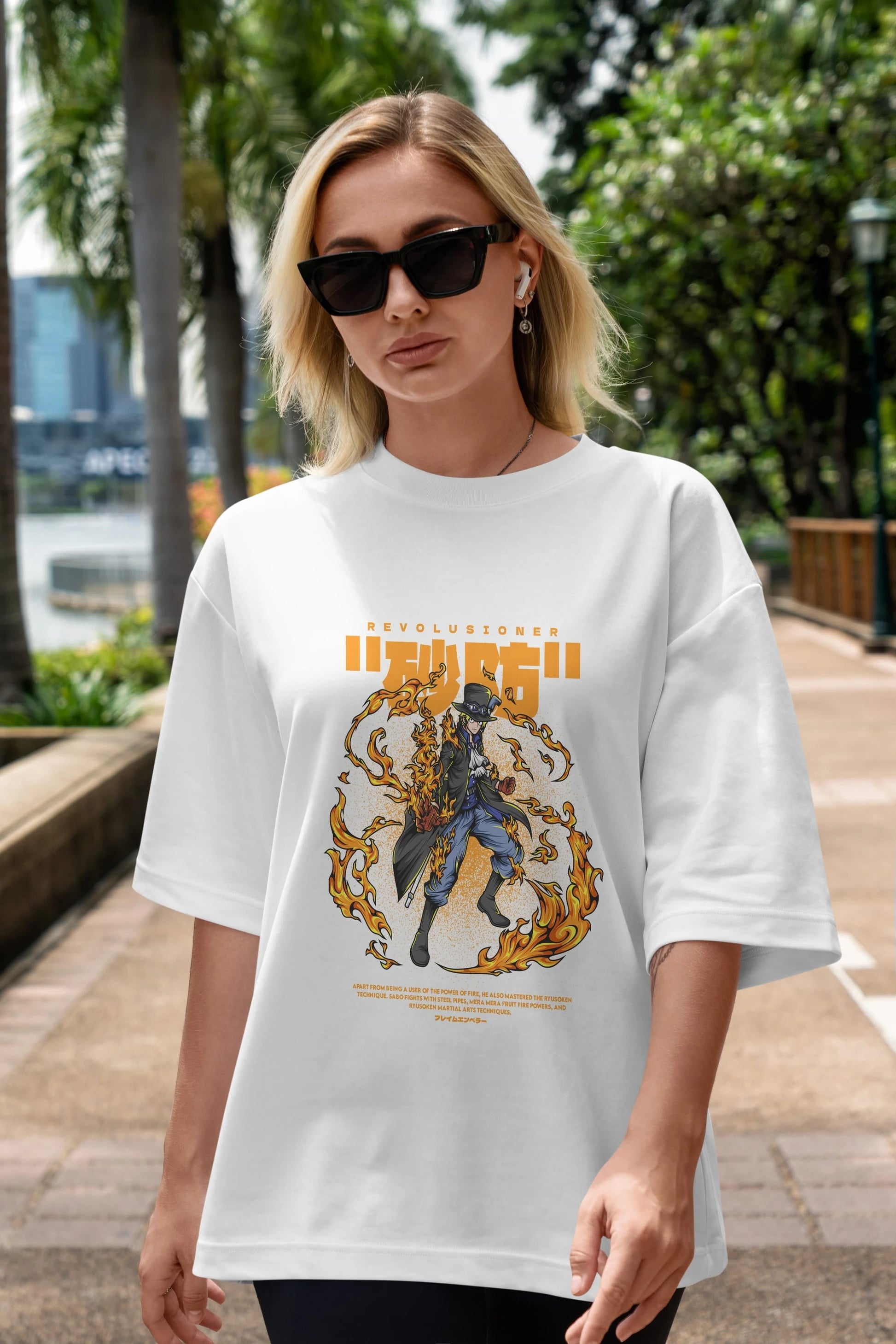 Revolusioner Sabo Anime Ön Baskılı Oversize t-shirt %100 pamuk Erkek Kadın Unisex