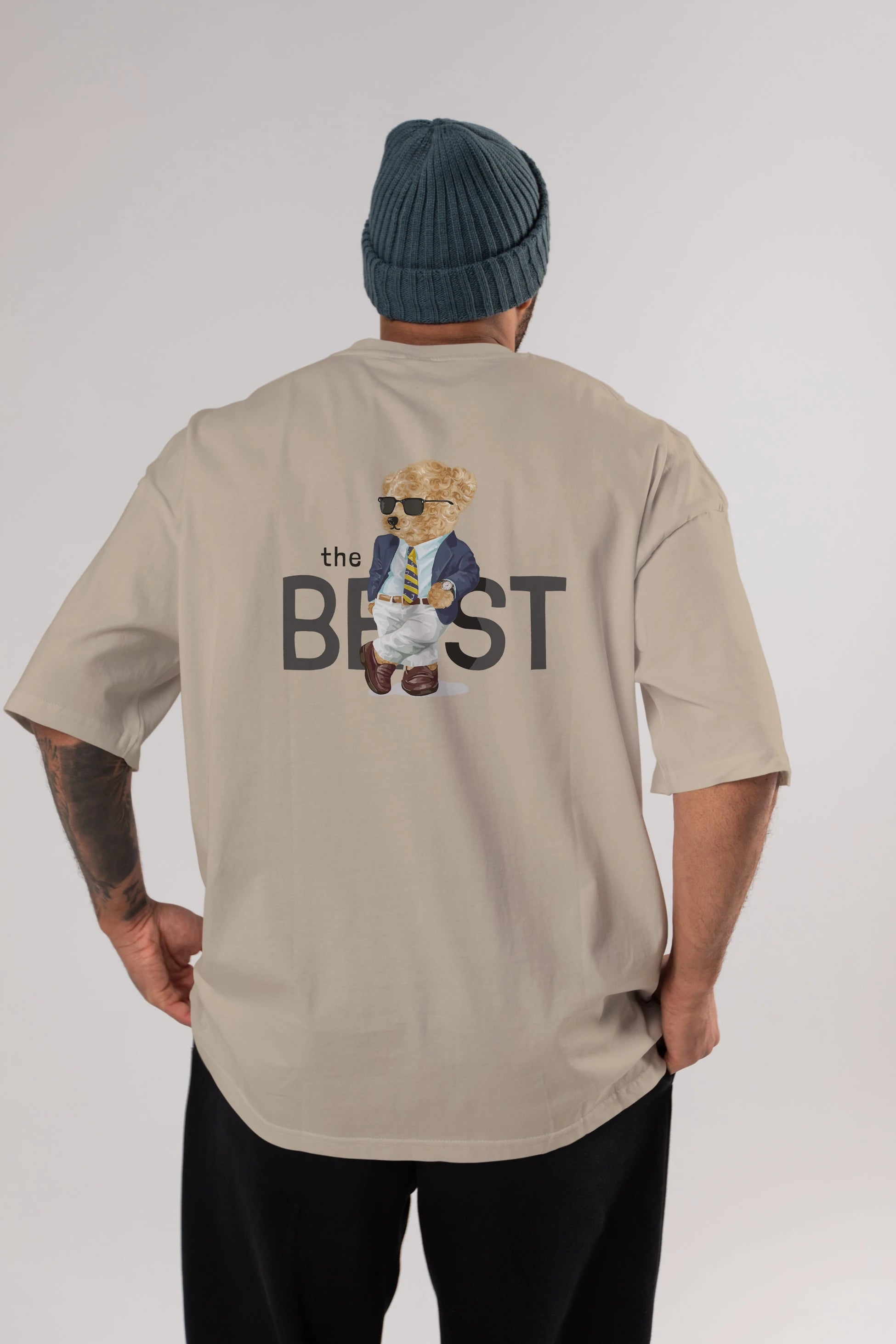 Teddy Bear The Best Arka Baskılı Oversize t-shirt Erkek Kadın Unisex %100 Pamuk
