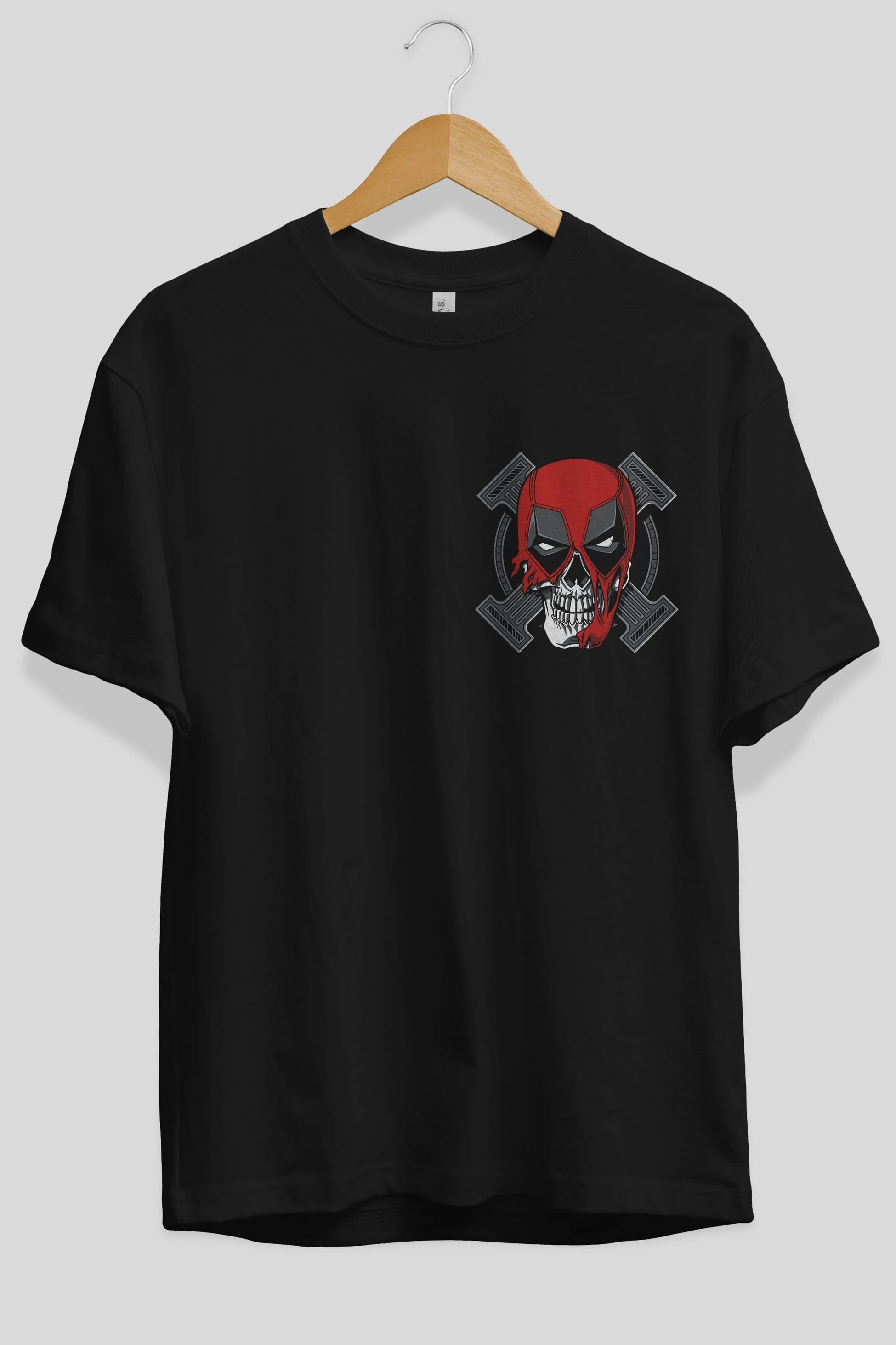 Deadpool (7) Ön Sol Baskılı Oversize t-shirt Erkek Kadın Unisex %100 Pamuk Bisiklet Yaka tişort