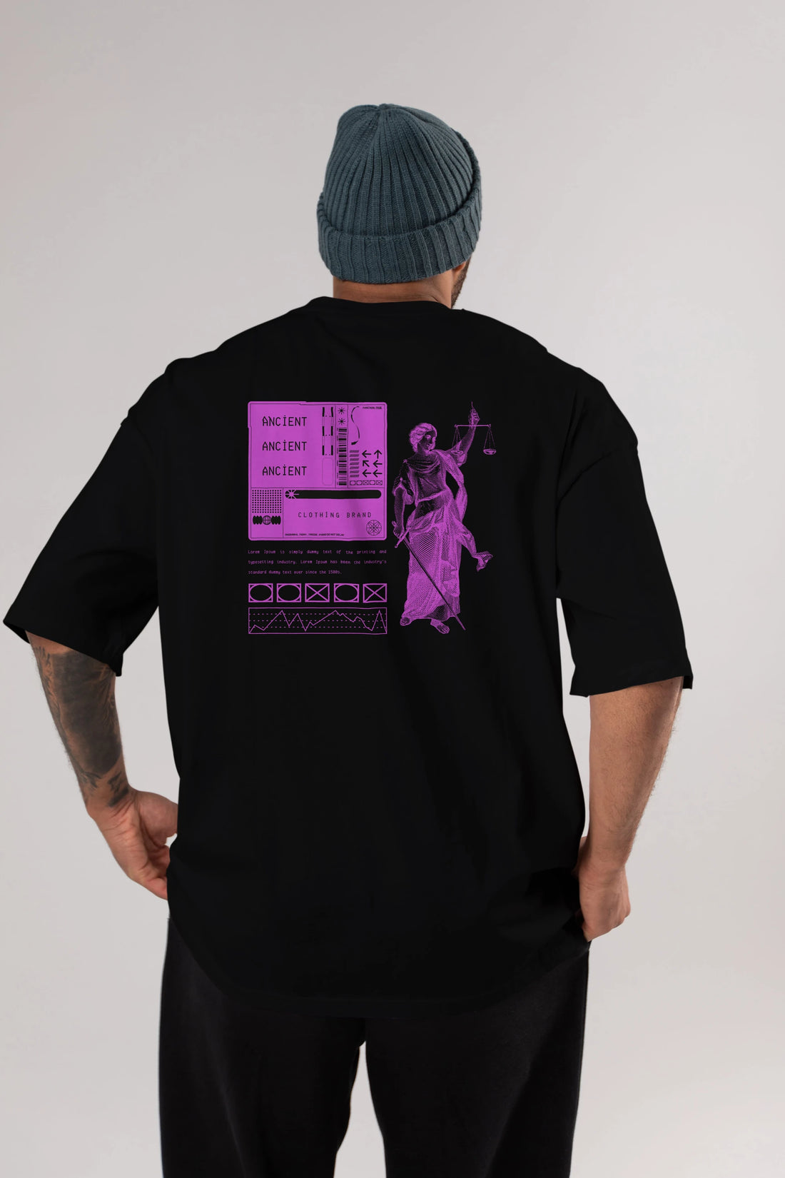 Ancient Streetwear Arka Baskılı Oversize t-shirt Erkek Kadın Unisex