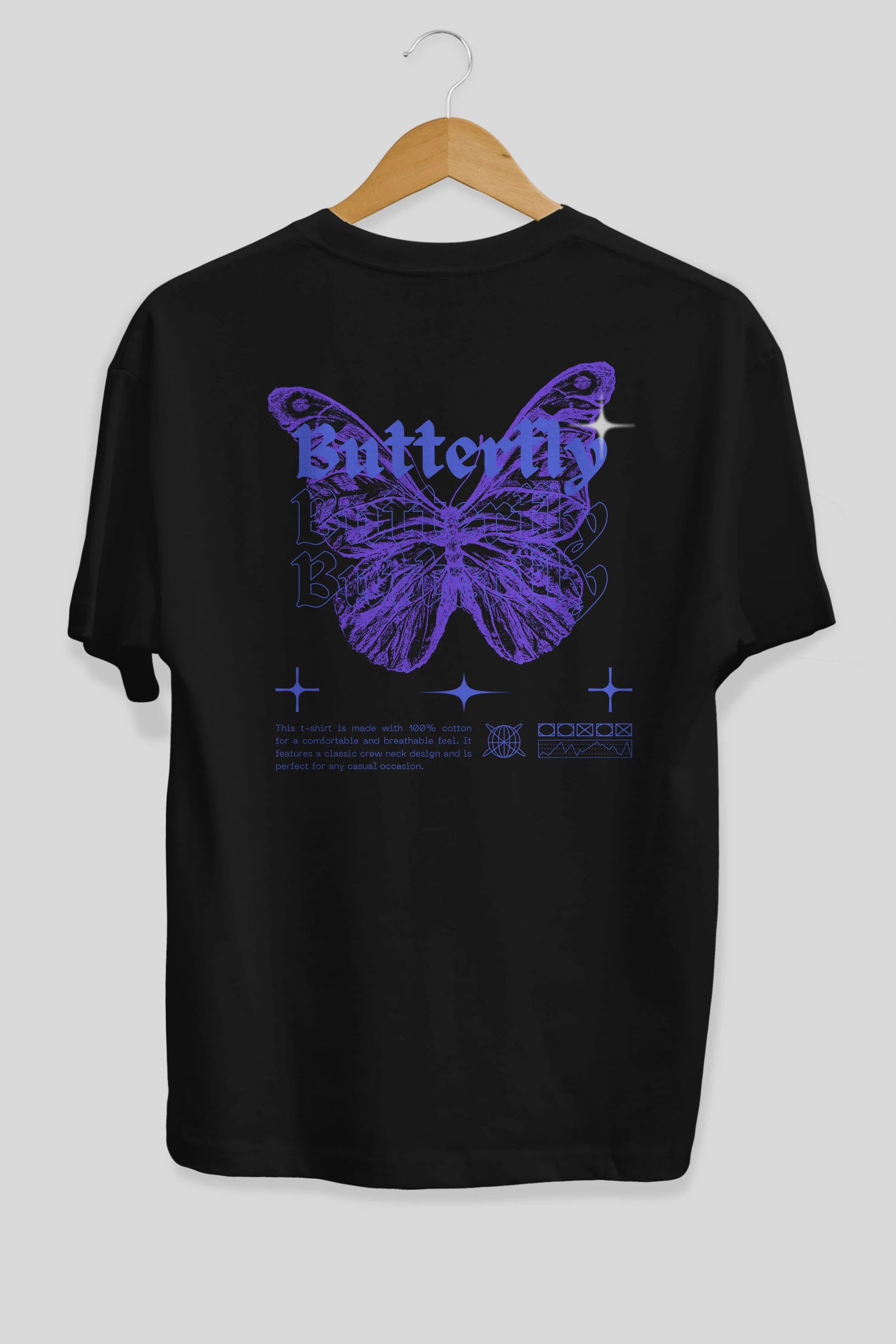 Butterfly Streetwear Arka Baskılı Oversize t-shirt Erkek Kadın Unisex