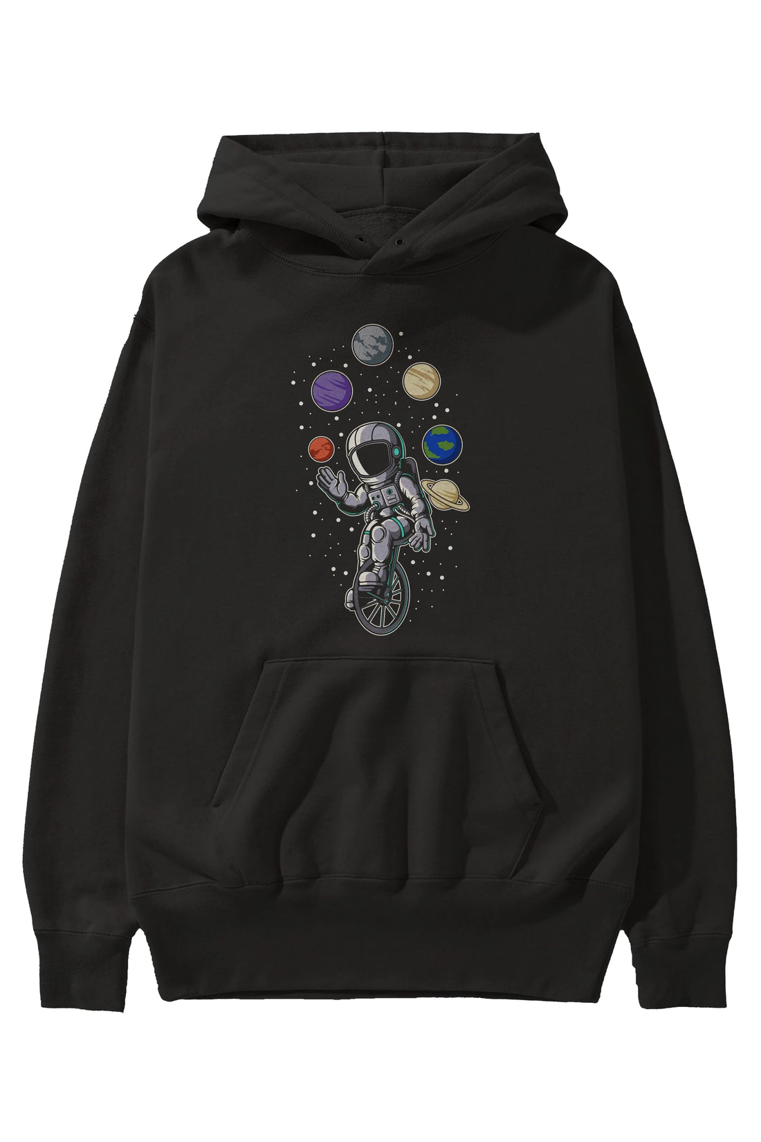 Astronaut Circus Ön Baskılı Hoodie Oversize Kapüşonlu Sweatshirt Erkek Kadın Unisex