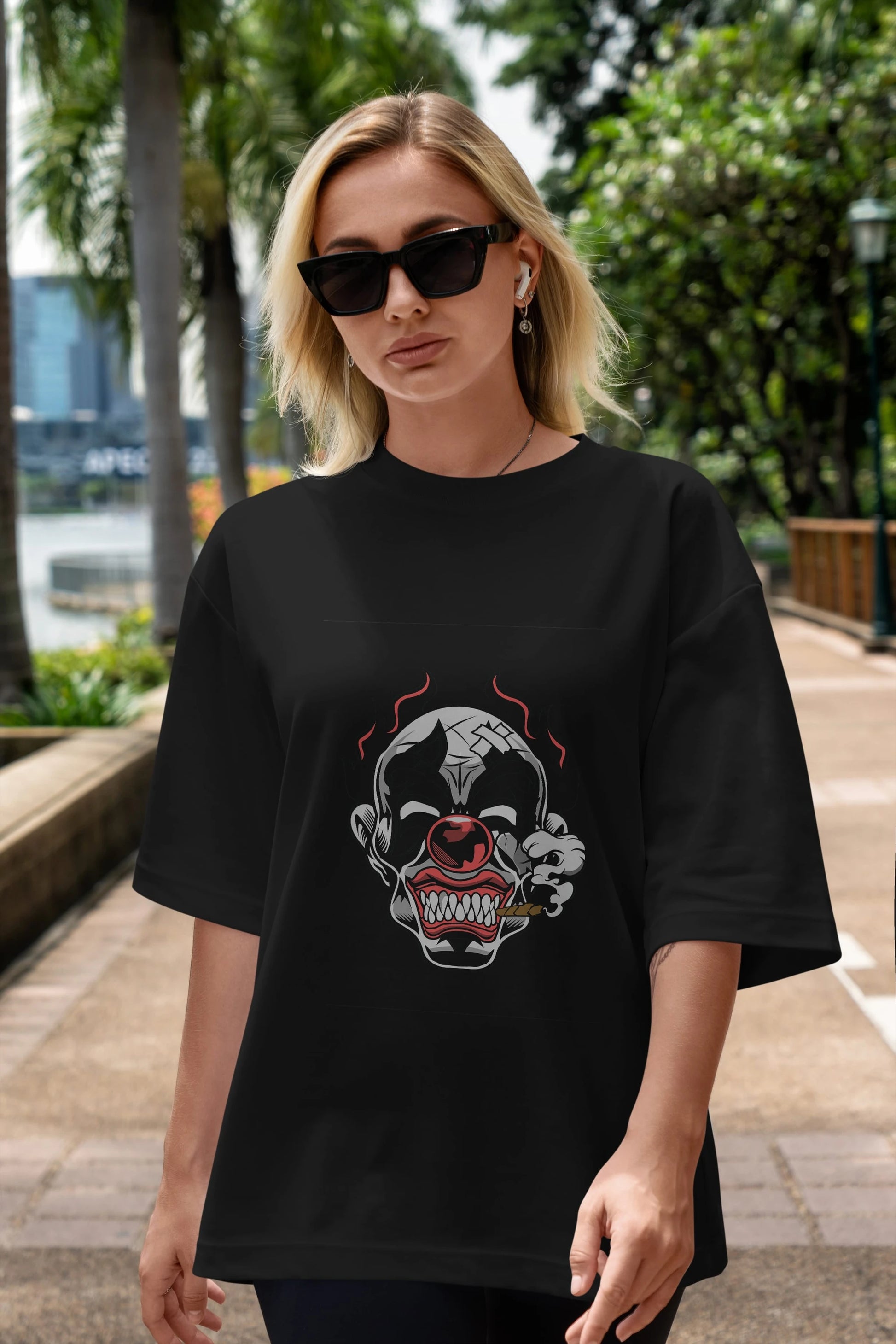 Clown Horror Ön Baskılı Oversize t-shirt Erkek Kadın Unisex %100 Pamuk tişort