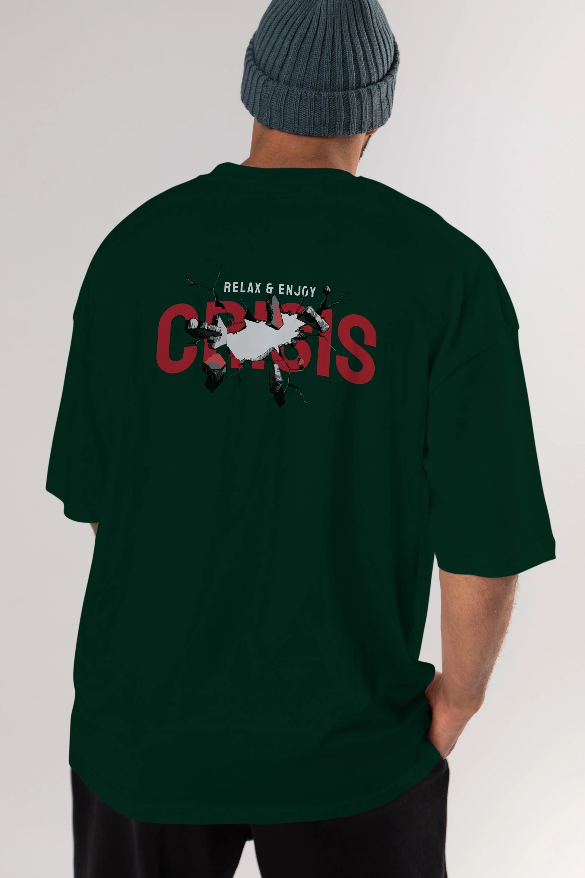 Relax and Enjoy Arka Baskılı Oversize t-shirt Erkek Kadın Unisex