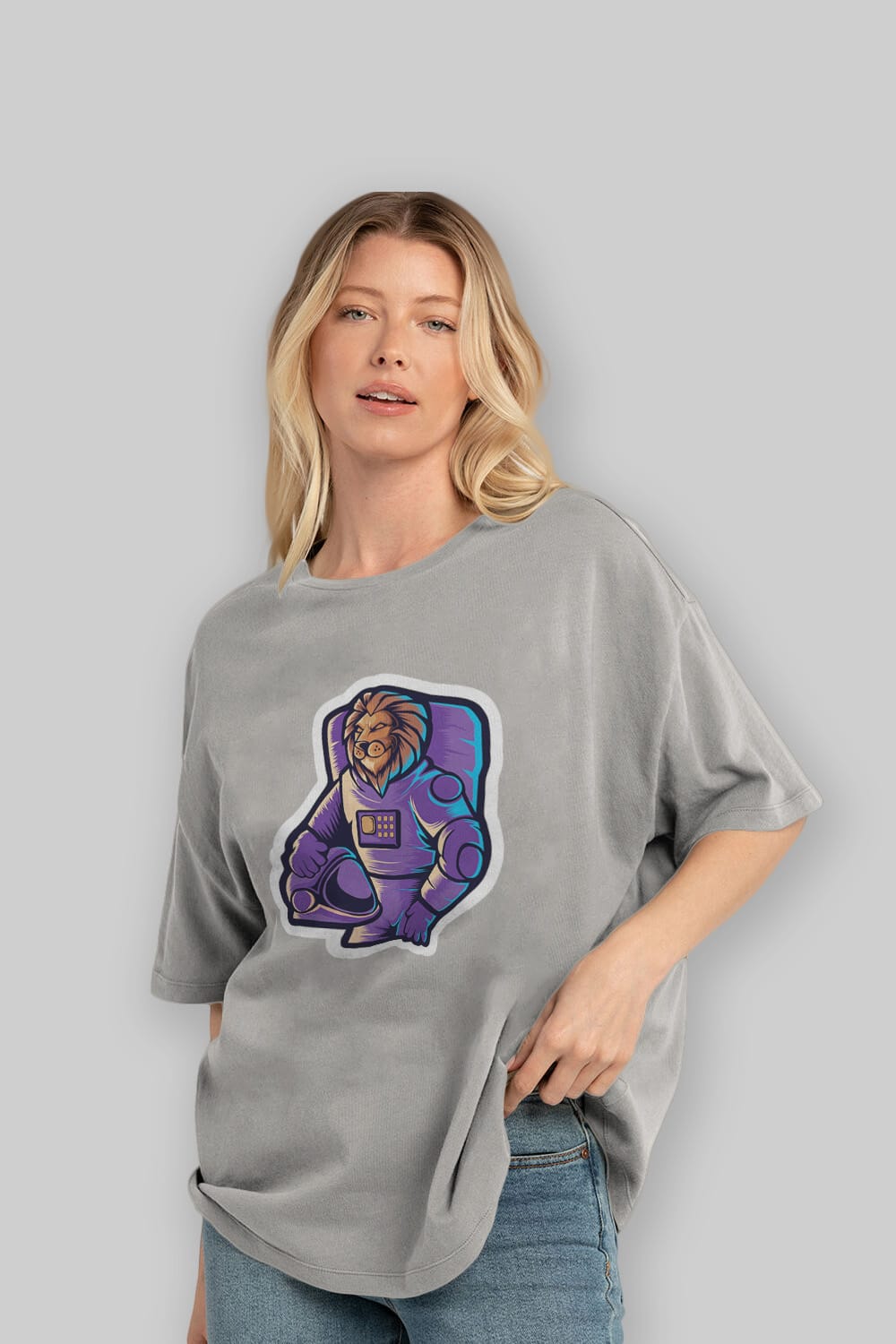 Astroking Sticker Ön Baskılı Oversize t-shirt Erkek Kadın Unisex