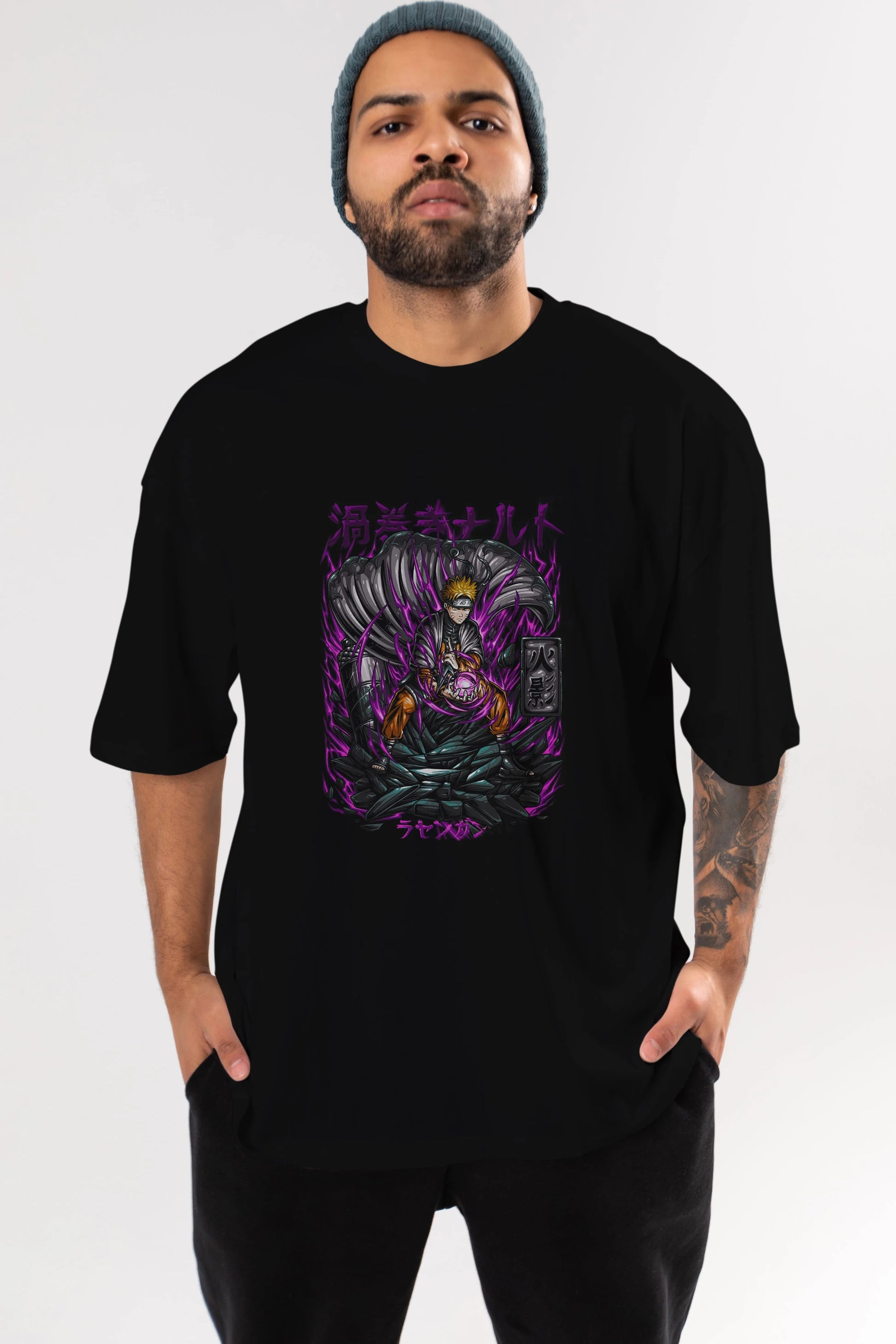 NARUTO Anime Ön Baskılı Oversize t-shirt %100 pamuk Erkek Kadın Unisex