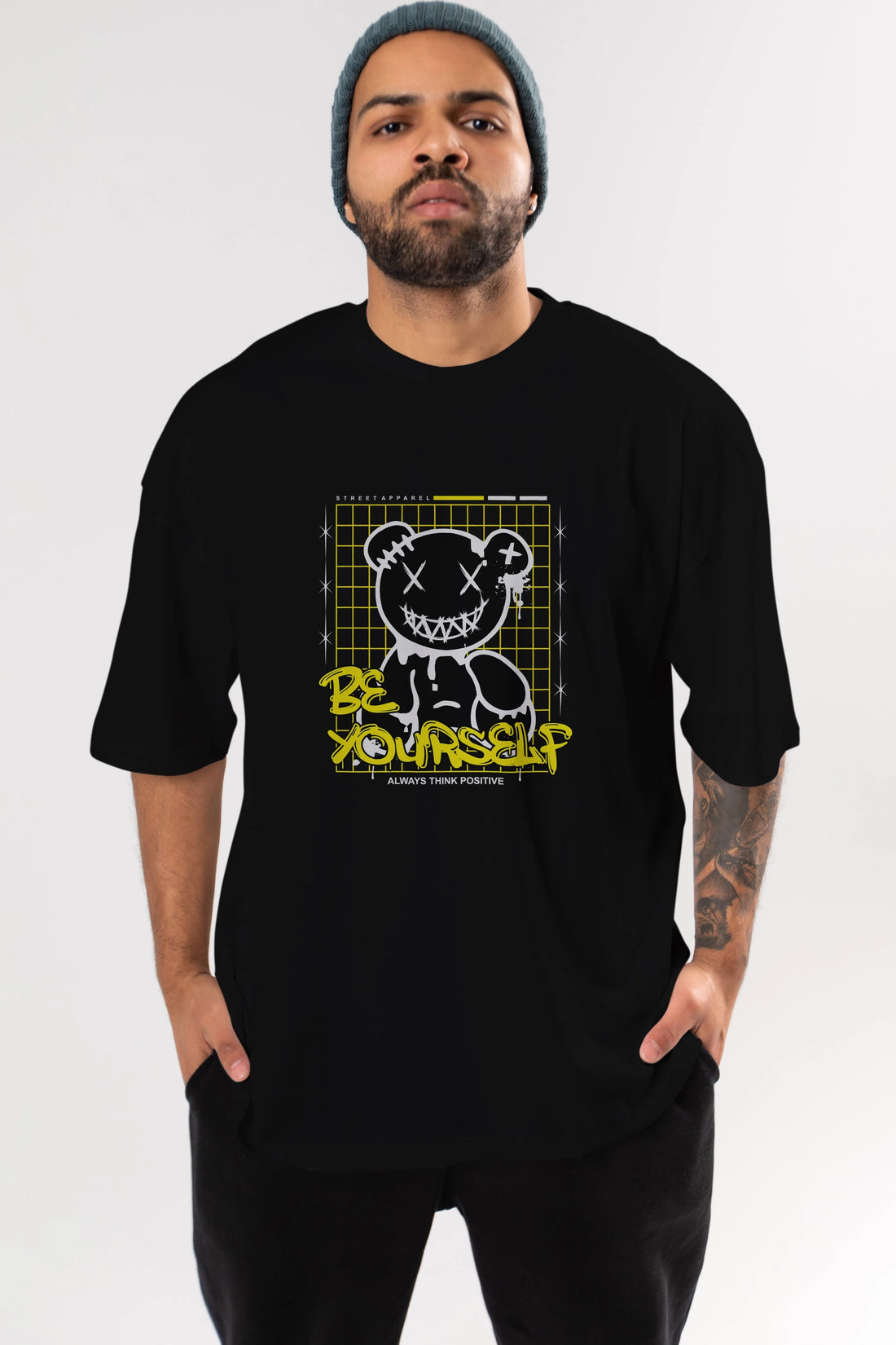 Teddy Bear Be Yourself Ön Baskılı Oversize t-shirt Erkek Kadın Unisex