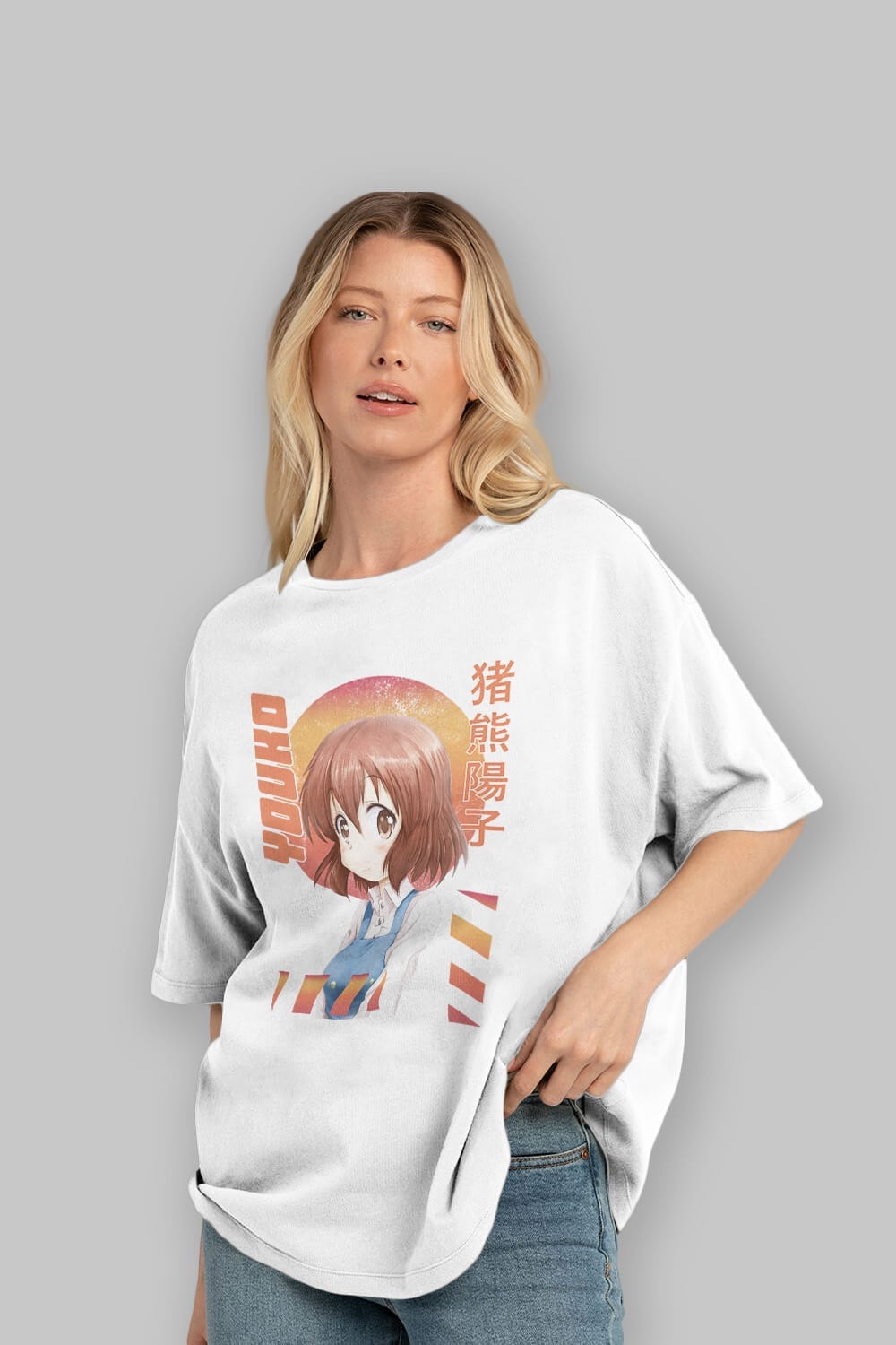 Youko Inokuma 5 Anime Ön Baskılı Oversize t-shirt %100 pamuk Erkek Kadın Unisex