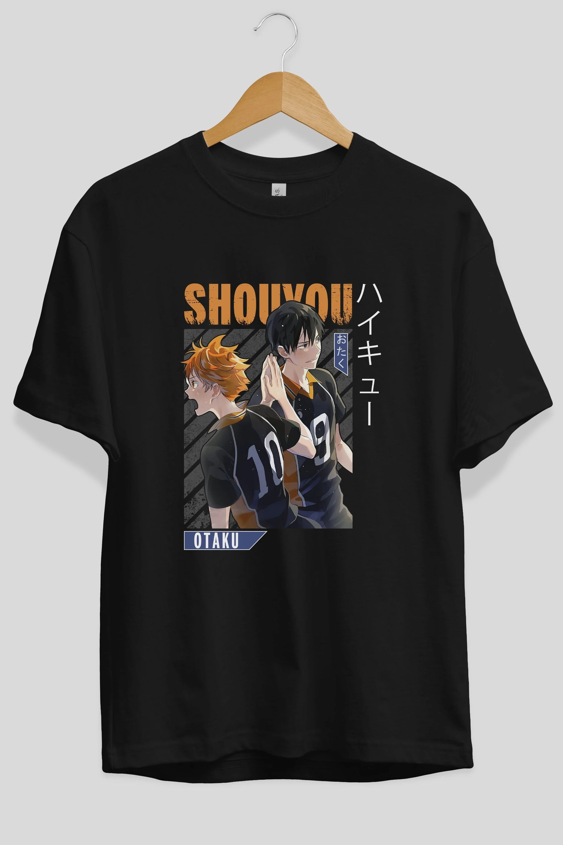 Shouyou Hinata 12 Anime Ön Baskılı Oversize t-shirt %100 pamuk Erkek Kadın Unisex