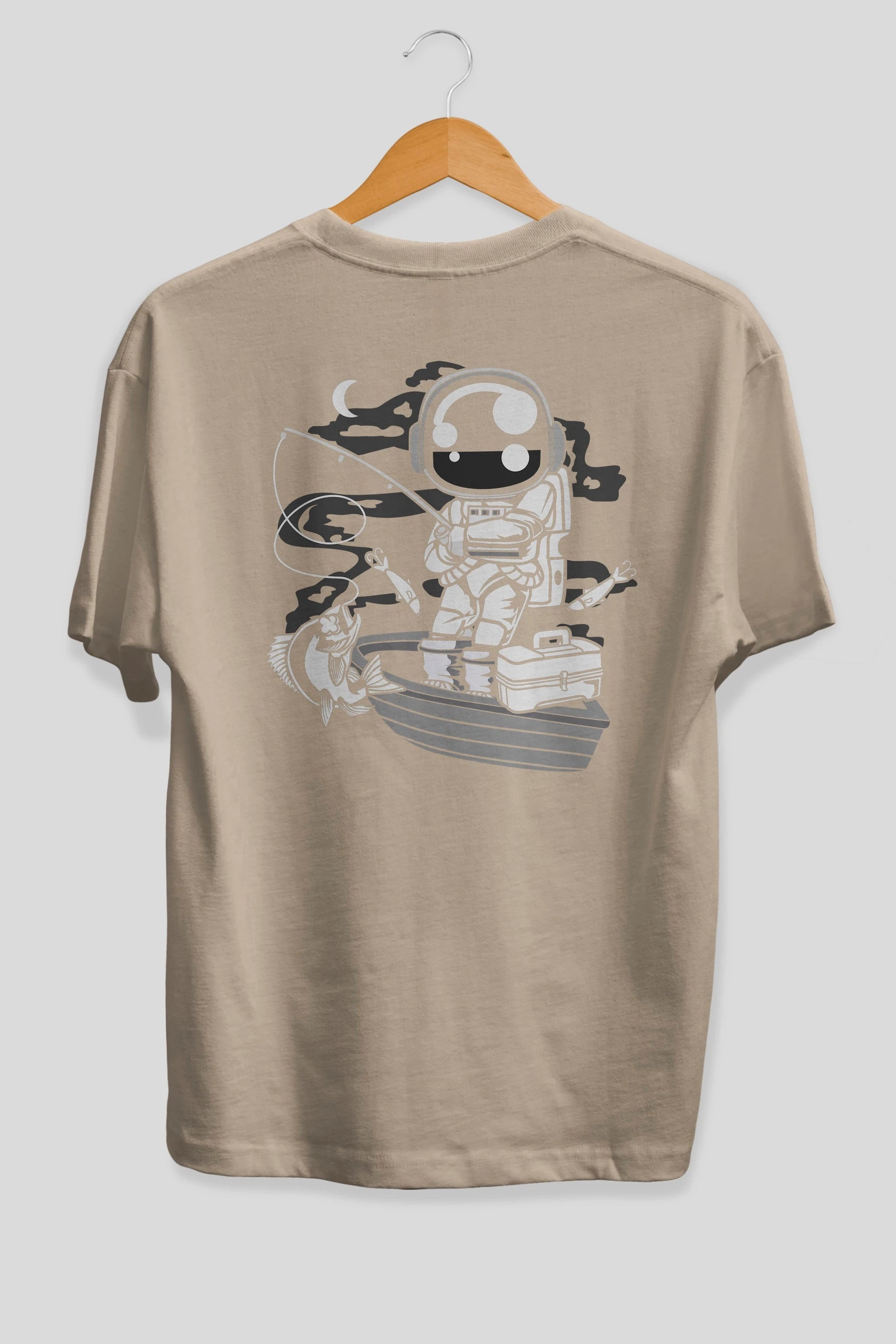 Astronaut Fisherman Arka Baskılı Oversize t-shirt Erkek Kadın Unisex