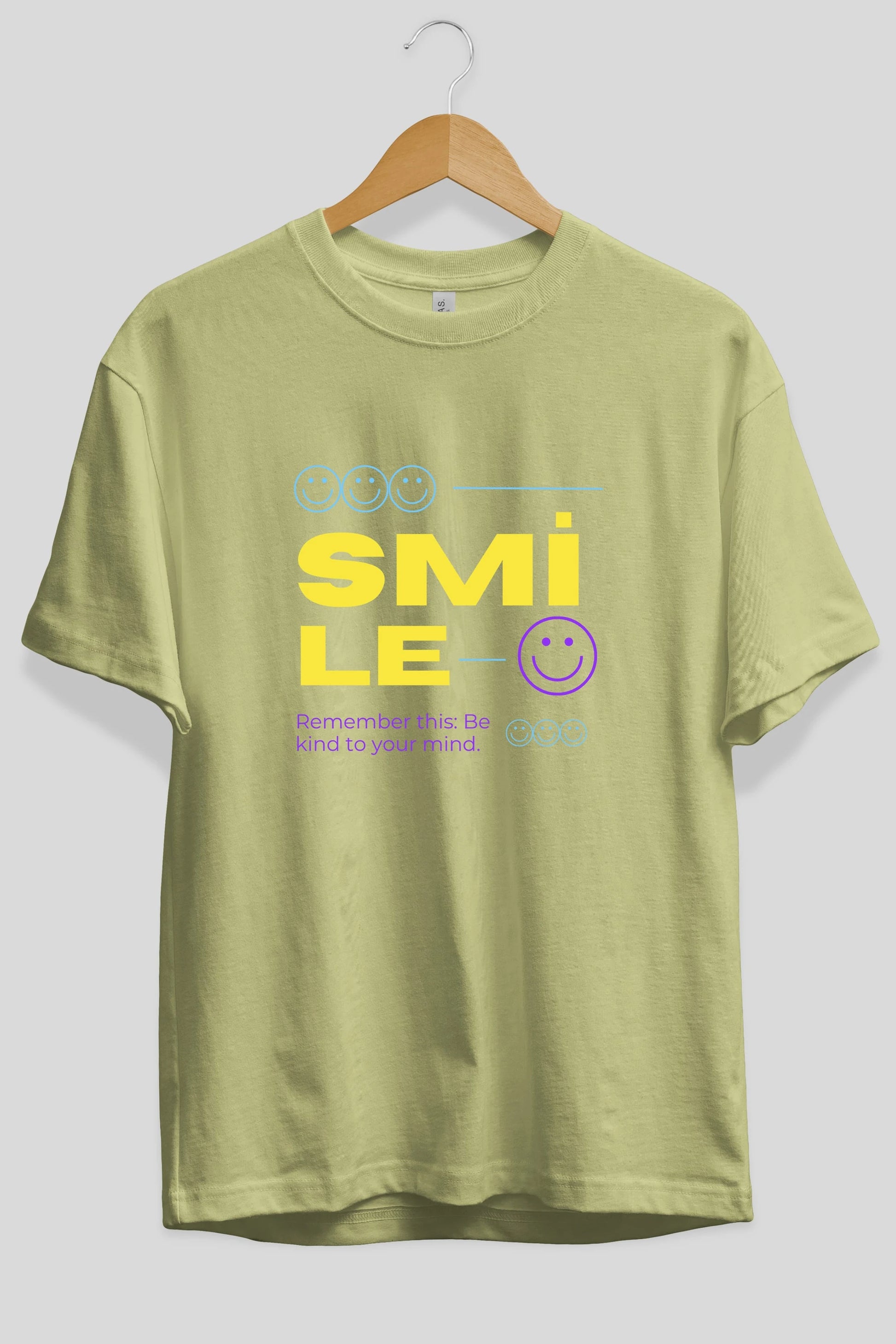 Smile Yazılı 2 Ön Baskılı Oversize t-shirt Erkek Kadın Unisex