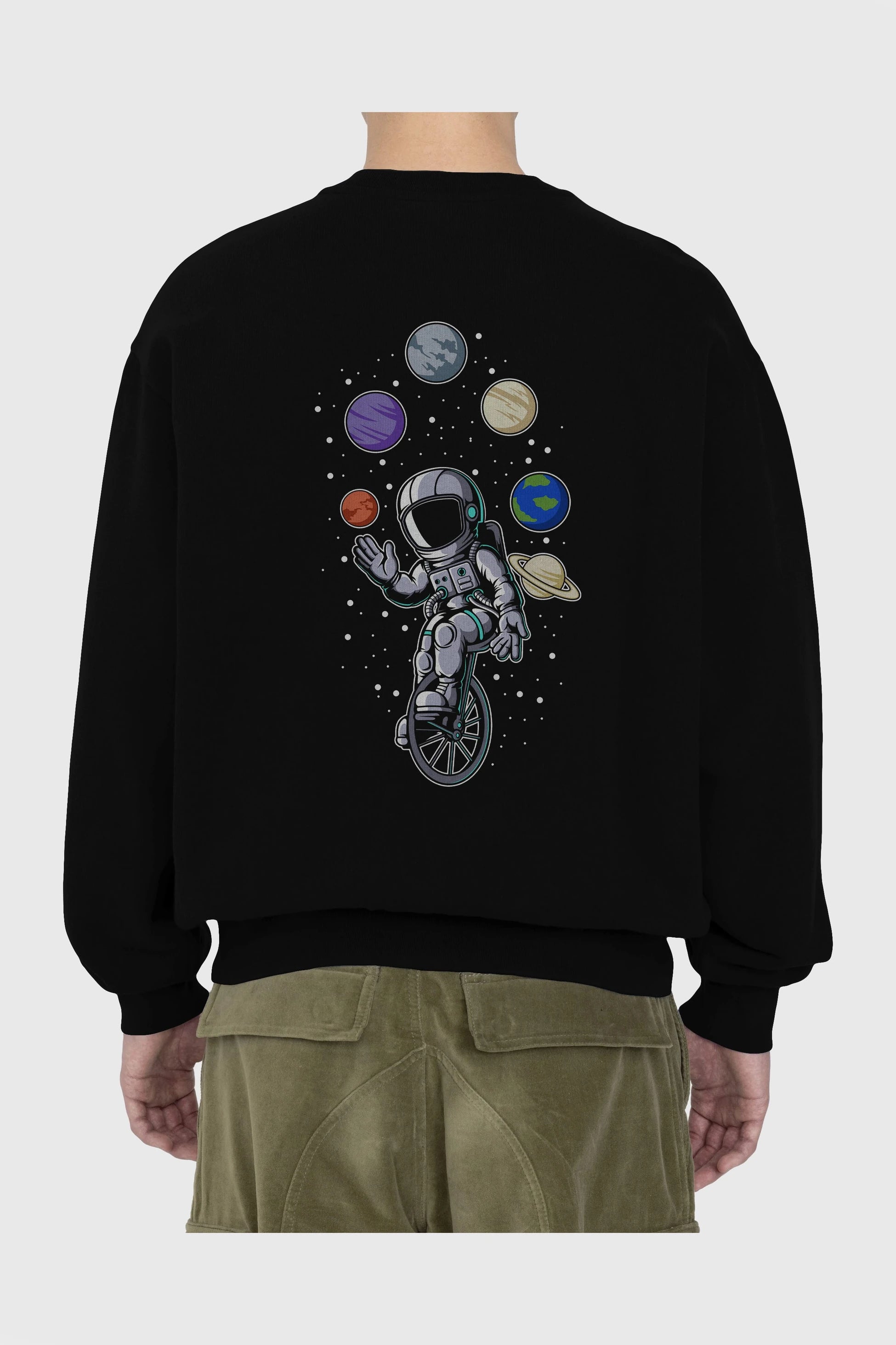 Astronaut Circus Arka Baskılı Oversize Sweatshirt Erkek Kadın Unisex