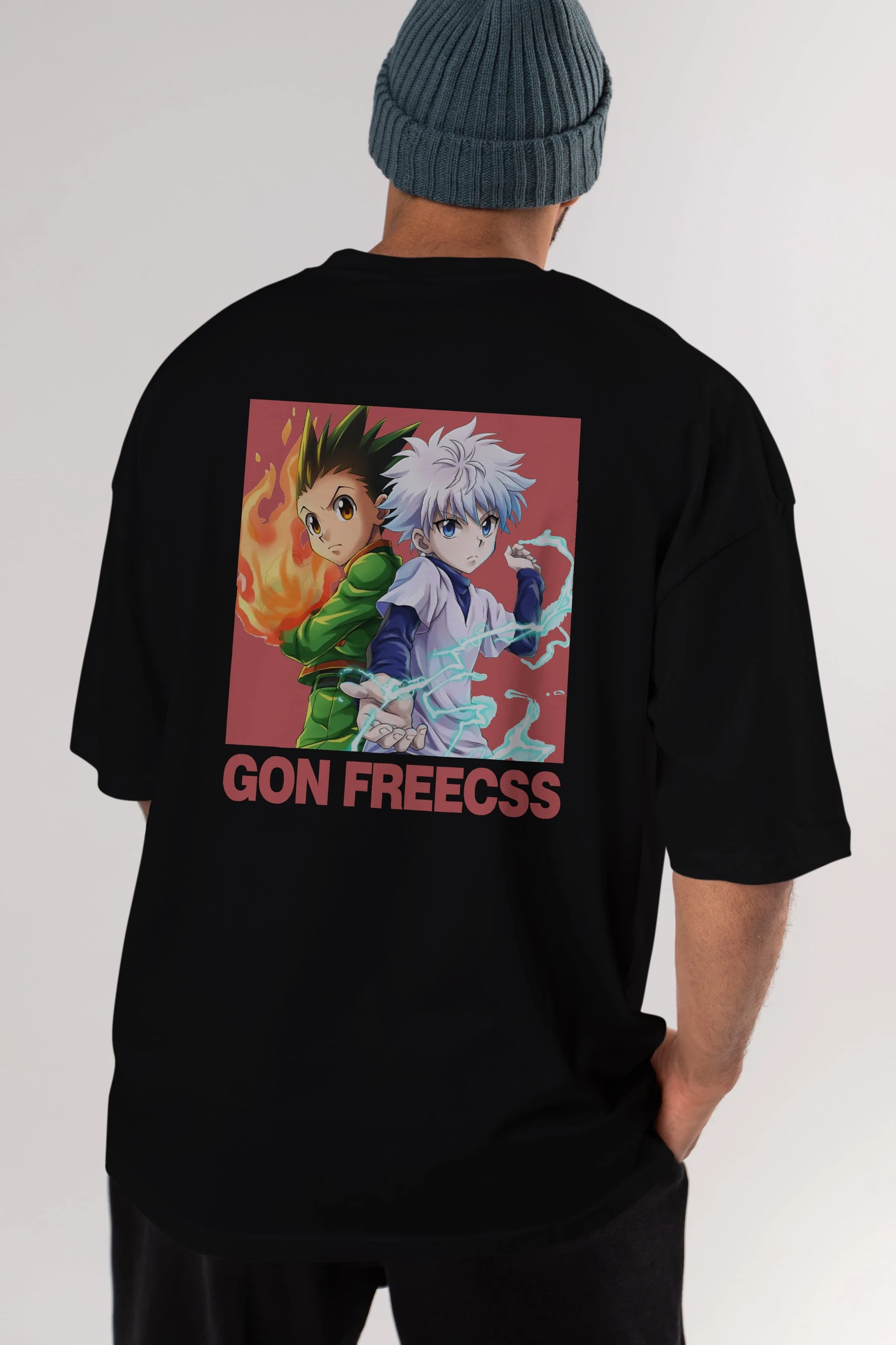Gon Freecss HUNTER X HUNTER 4 Anime Arka Baskılı Oversize t-shirt Erkek Kadın Unisex