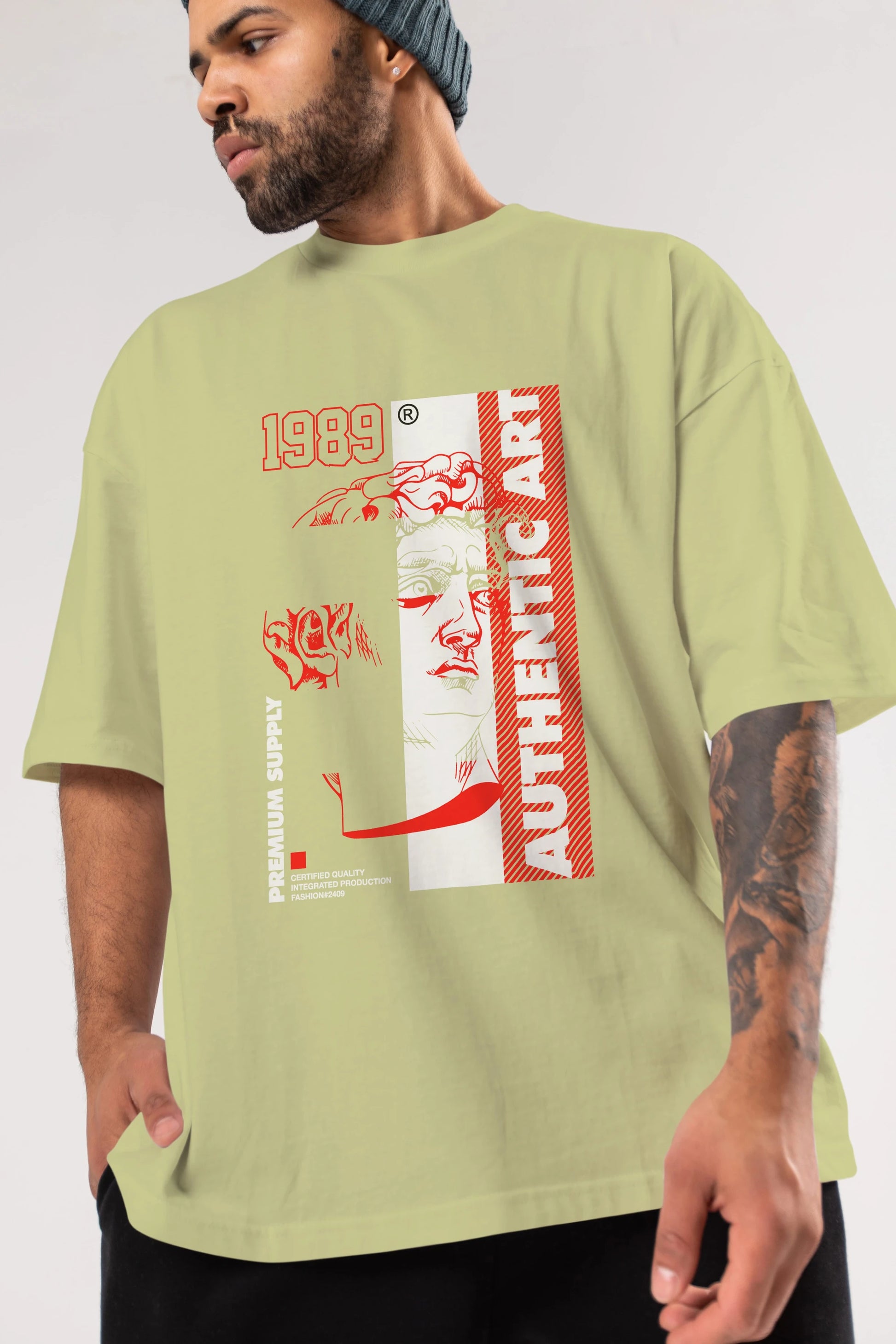 Authentic Art Ön Baskılı Oversize t-shirt Erkek Kadın Unisex