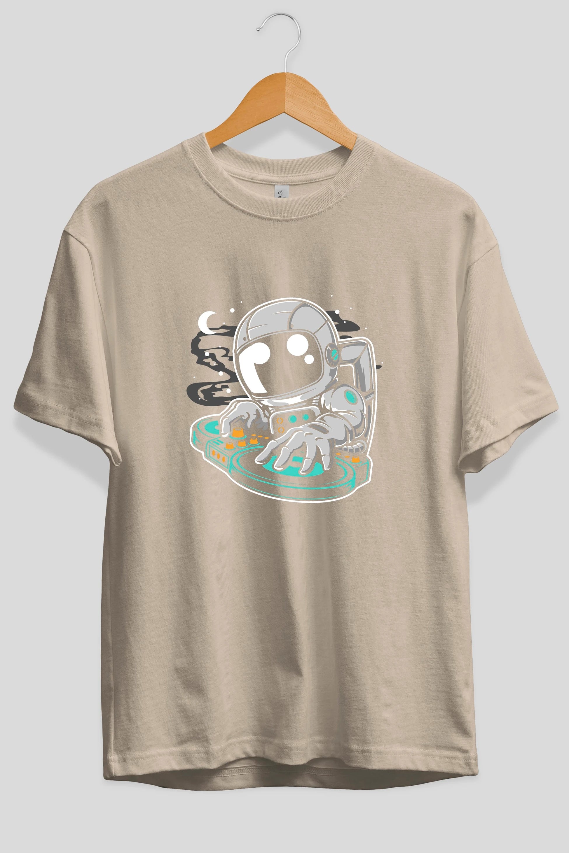 Astronaut DJ Ön Baskılı Oversize t-shirt Erkek Kadın Unisex