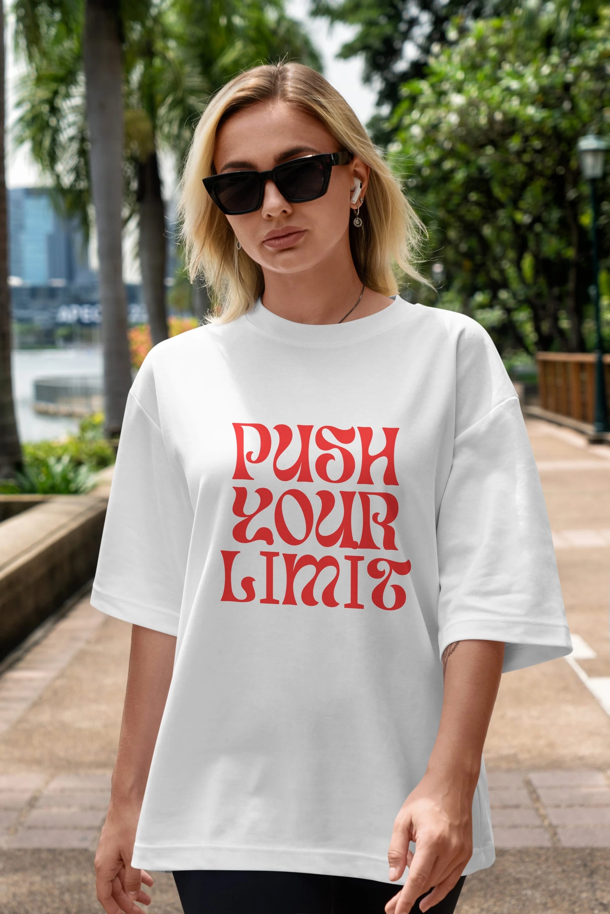 Push Your Limit Yazılı 2 Ön Baskılı Oversize t-shirt Erkek Kadın Unisex