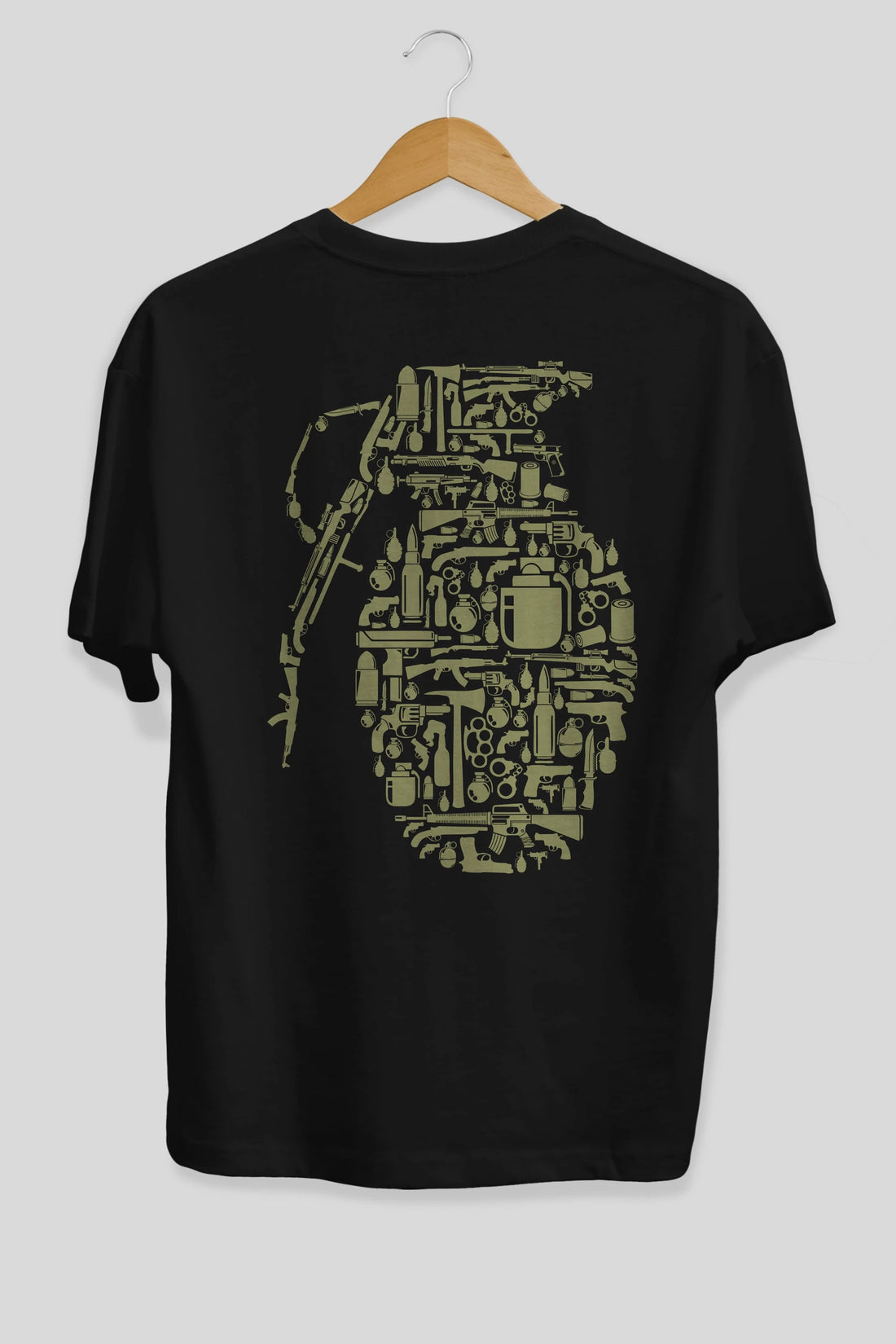 Grenade Arka Baskılı Oversize t-shirt %100 pamuk Erkek Kadın Unisex