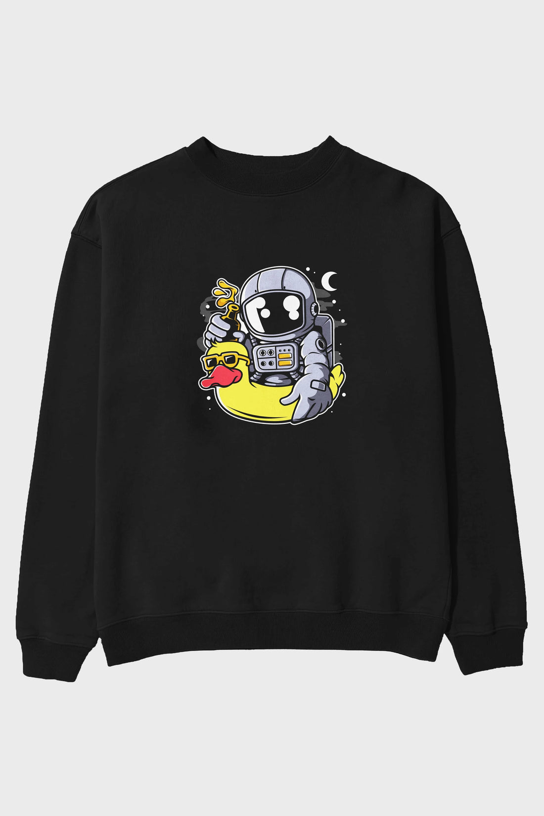 Astronaut Duck Balloon Ön Baskılı Oversize Sweatshirt Erkek Kadın Unisex