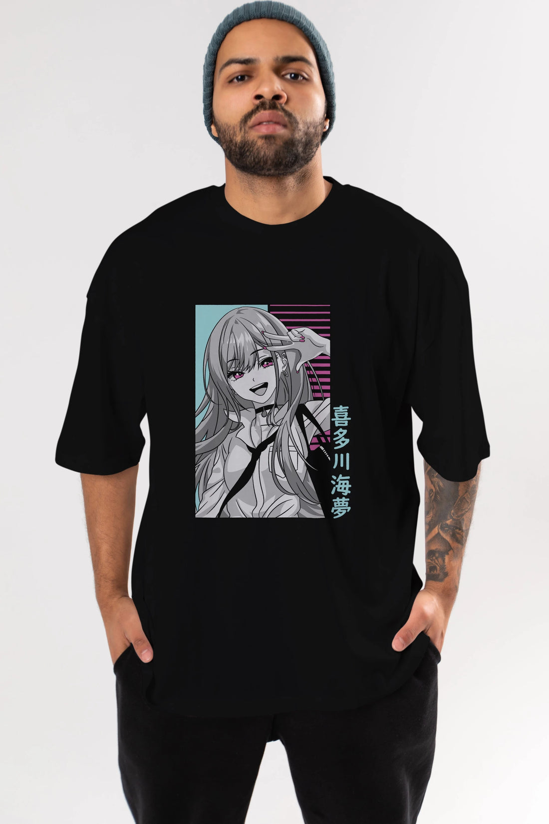 Marin Kitagawa 1 Anime Ön Baskılı Oversize t-shirt %100 pamuk Erkek Kadın Unisex