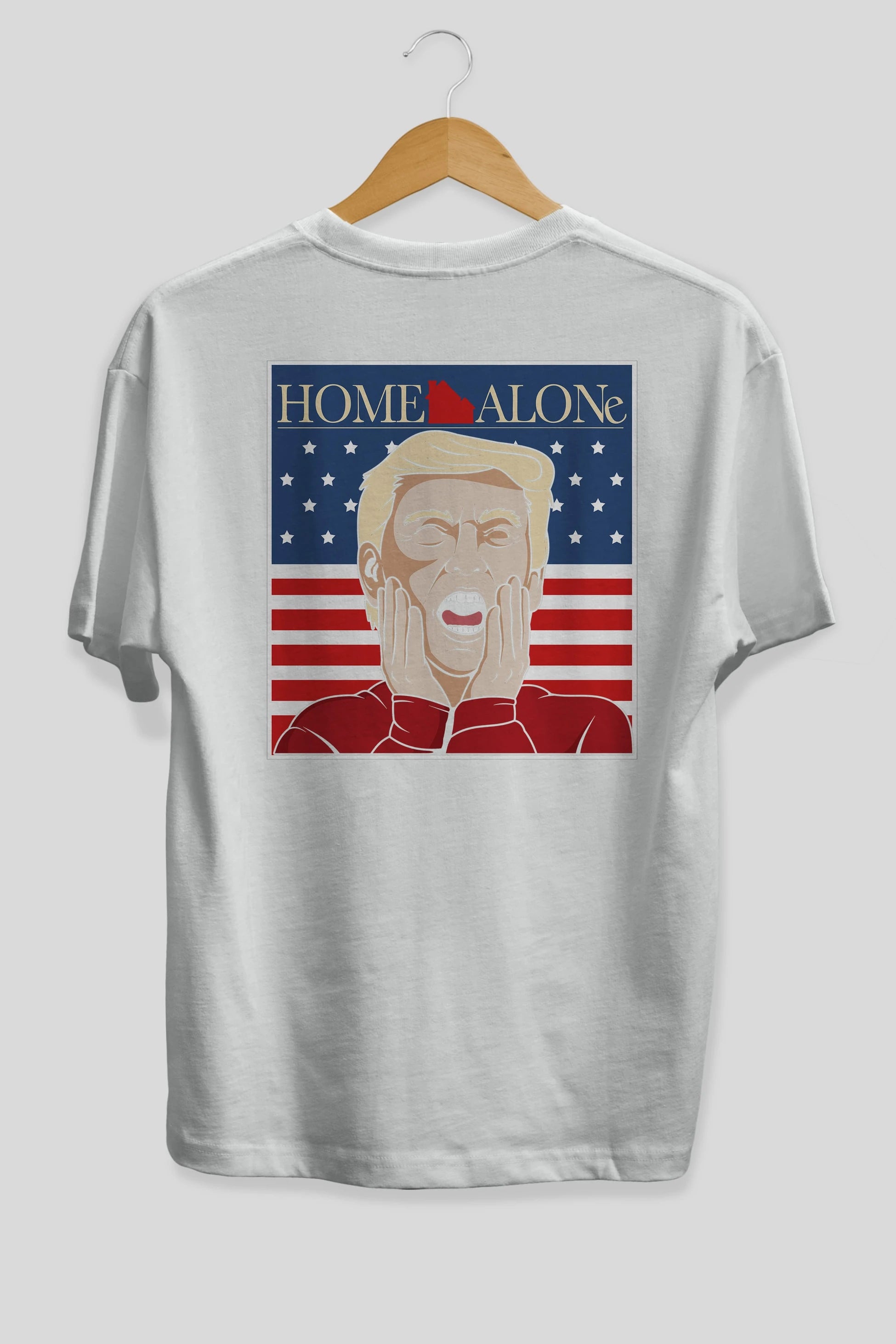 Home Alone Trump Arka Baskılı Oversize t-shirt Erkek Kadın Unisex %100 Pamuk tişort