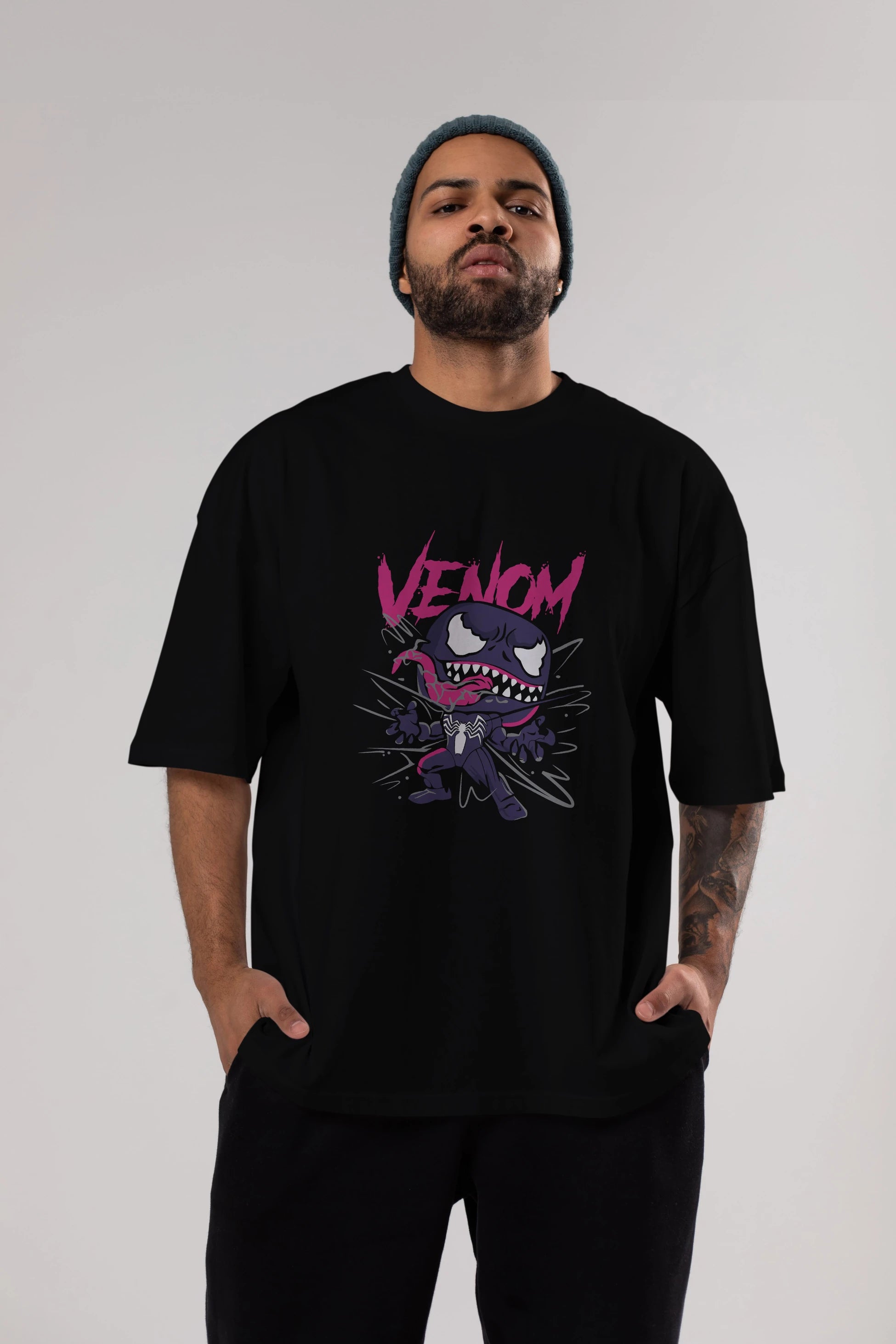 Venom (20) Ön Baskılı Oversize t-shirt Erkek Kadın Unisex %100 Pamuk Bisiklet Yaka tişort
