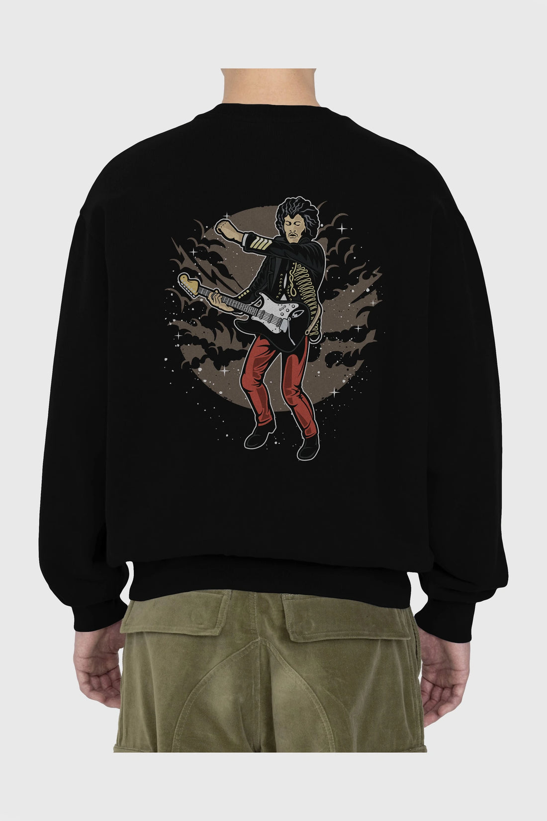 JIMMY HENDRIX Arka Baskılı Oversize Sweatshirt Erkek Kadın Unisex