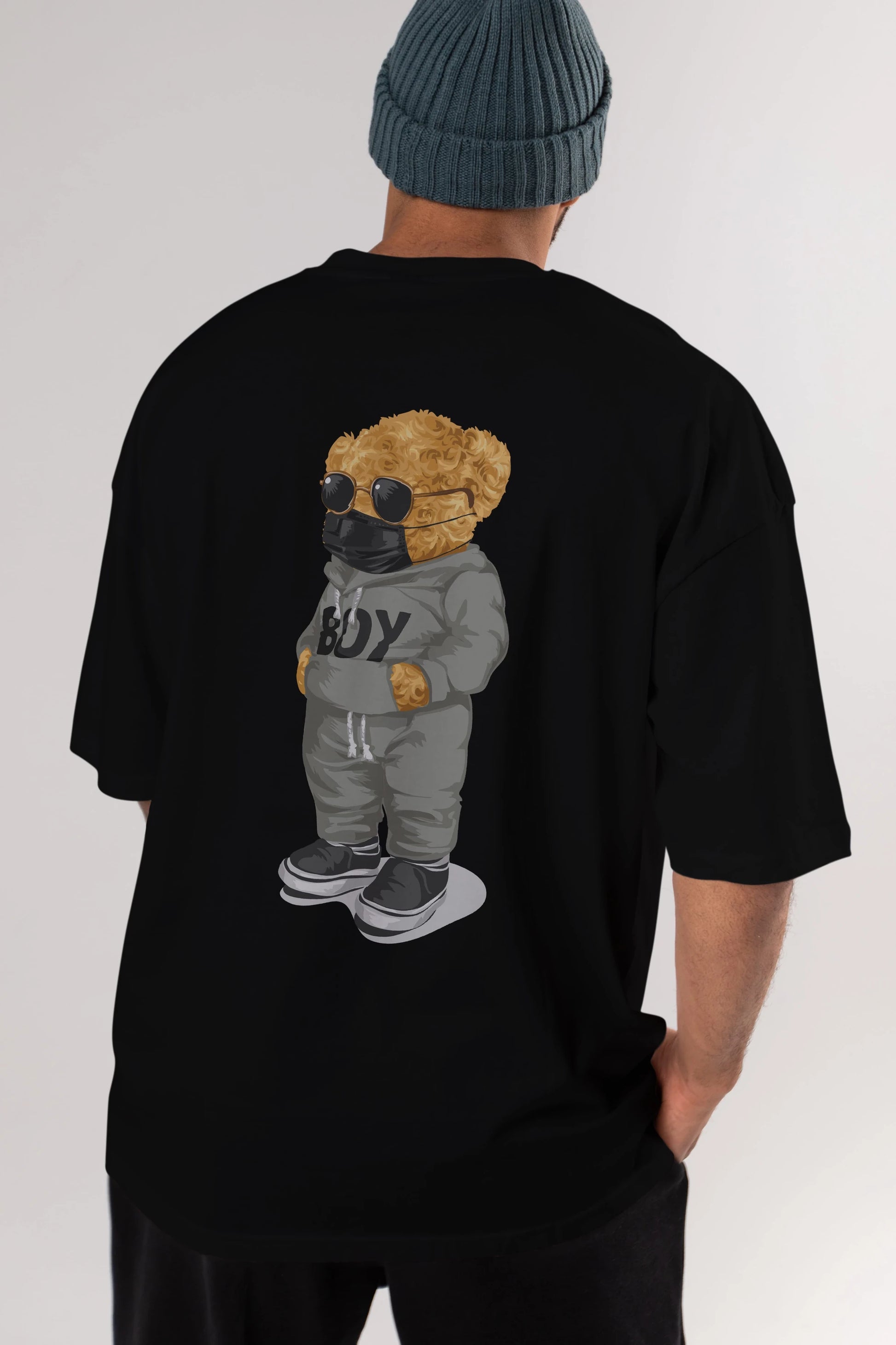 Teddy Bear Boy Arka Baskılı Oversize t-shirt Erkek Kadın Unisex %100 Pamuk