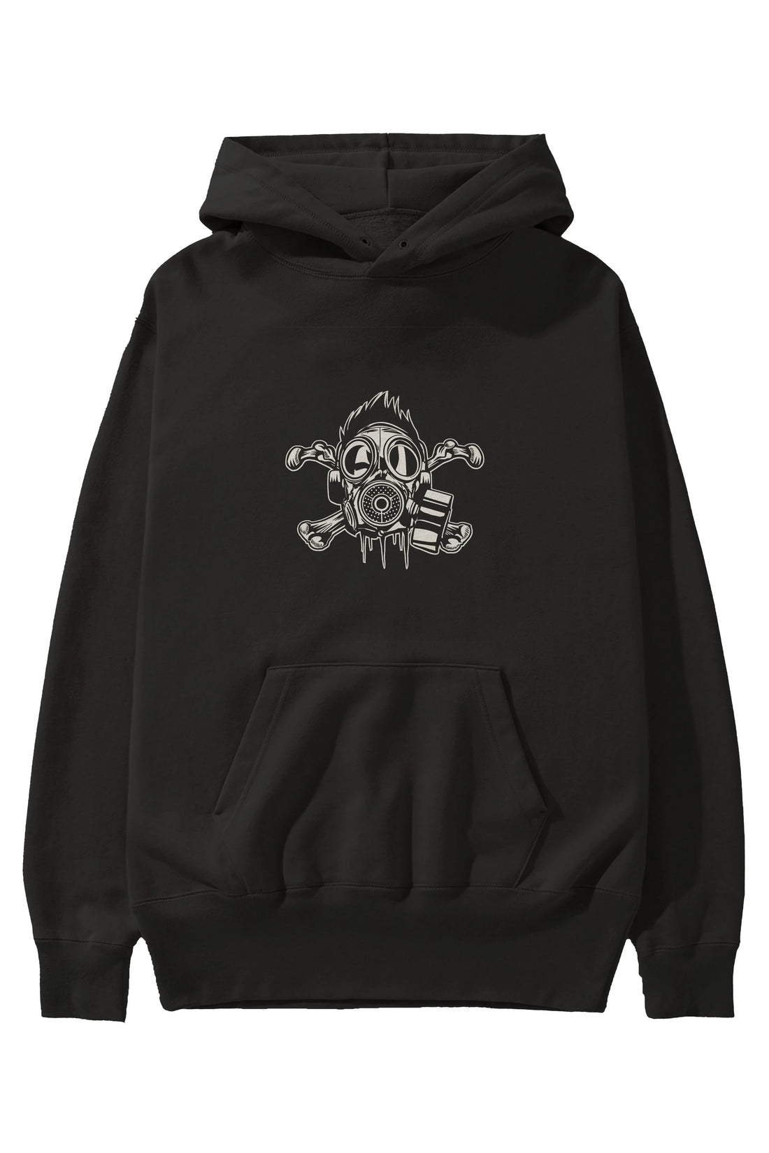 Cross Bones Gasmask Ön Baskılı Hoodie Oversize Kapüşonlu Sweatshirt Erkek Kadın Unisex