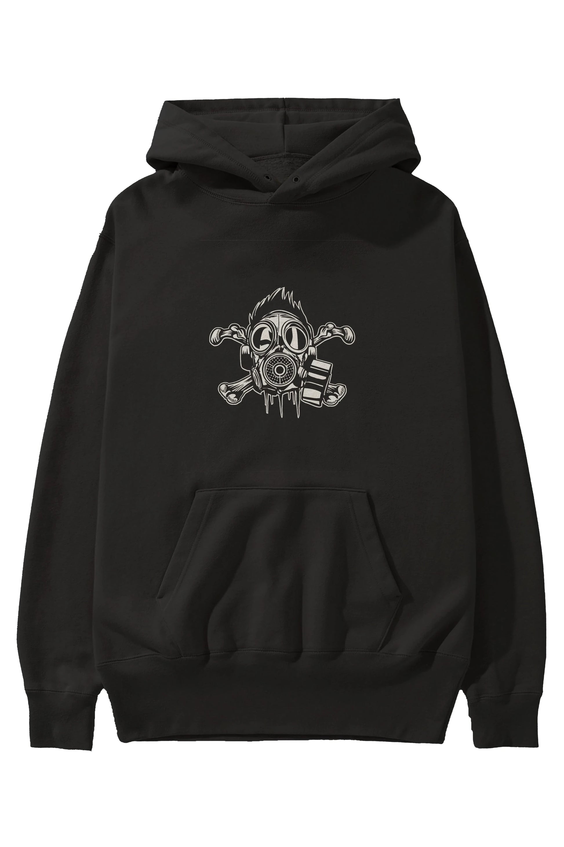 Cross Bones Gasmask Ön Baskılı Hoodie Oversize Kapüşonlu Sweatshirt Erkek Kadın Unisex